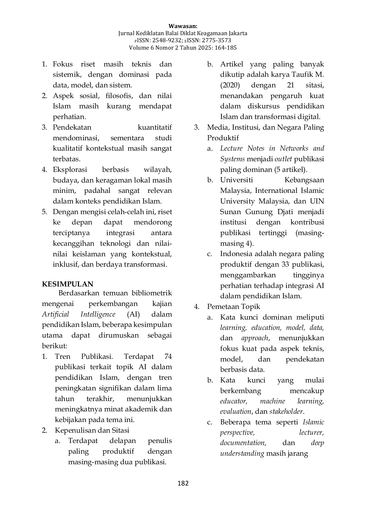 JURIS Integrasi Artificial Intelligence dalam Pendidikan Islam Tren dan Arah Penelitian dalam Perspektif Bibliometrik