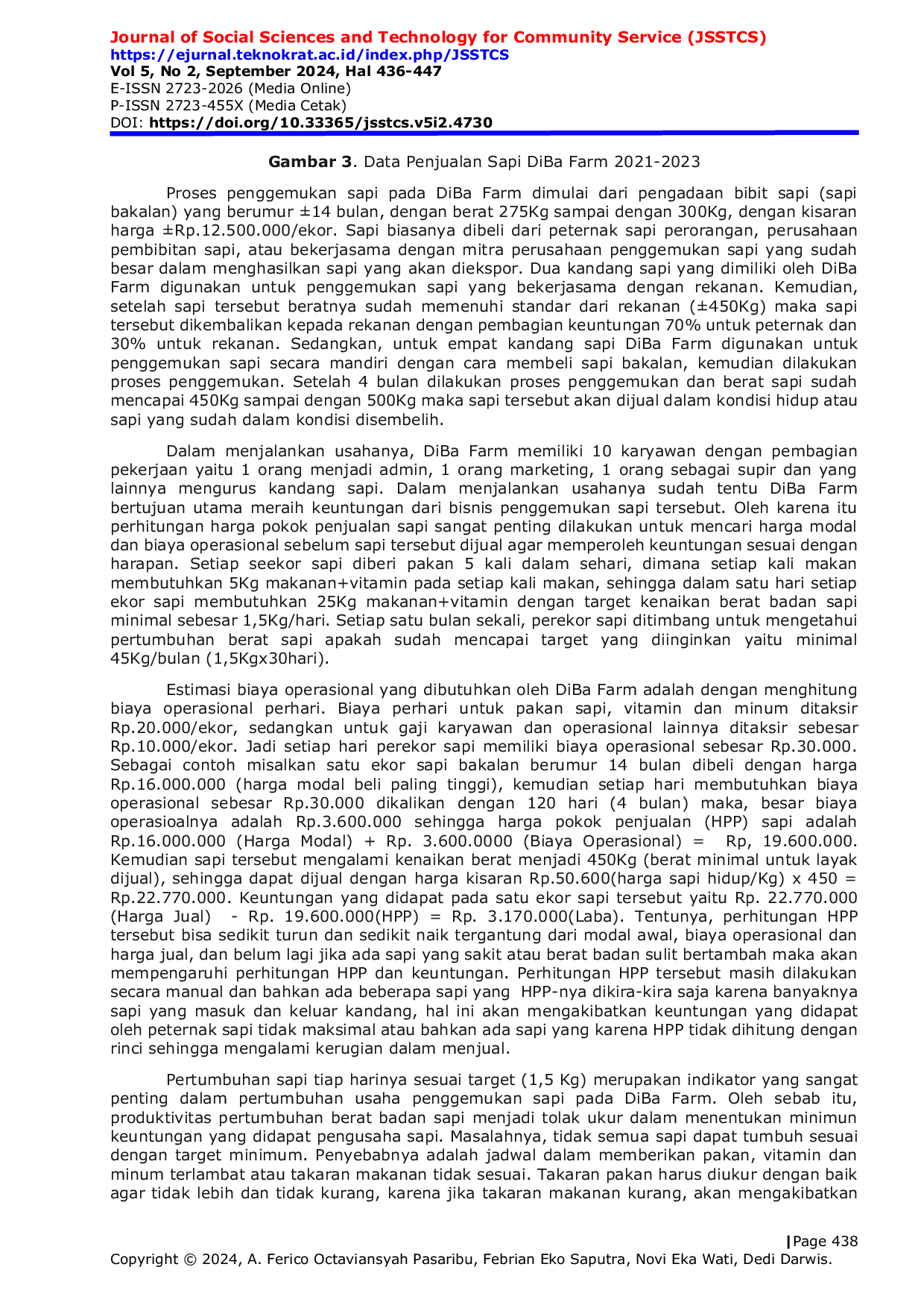 JURIS Implementasi Smart Cow Farming Technology untuk Monitoring Pertumbuhan Sapi dan Peningkatan Skala Usaha pada Kelompok Peternak Sapi DiBa Farm Kabupaten Lampung Selatan