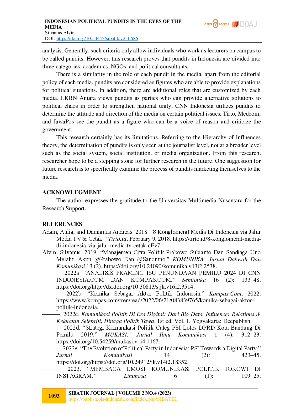 juris Indonesian Political Pundits in the Eyes of the Media