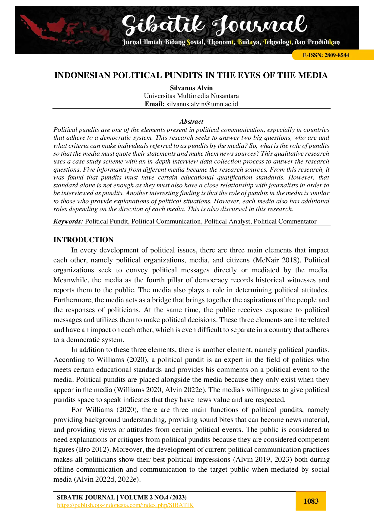 juris Indonesian Political Pundits in the Eyes of the Media