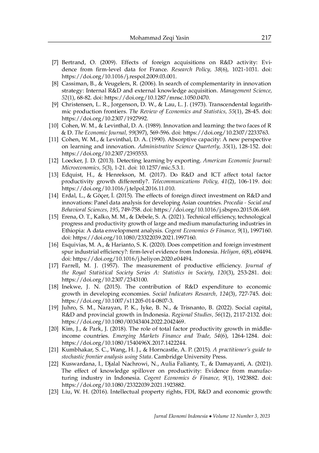 JURIS Does R D Stimulate Firm s Efficiency in the Indonesian Manufacturing Sector