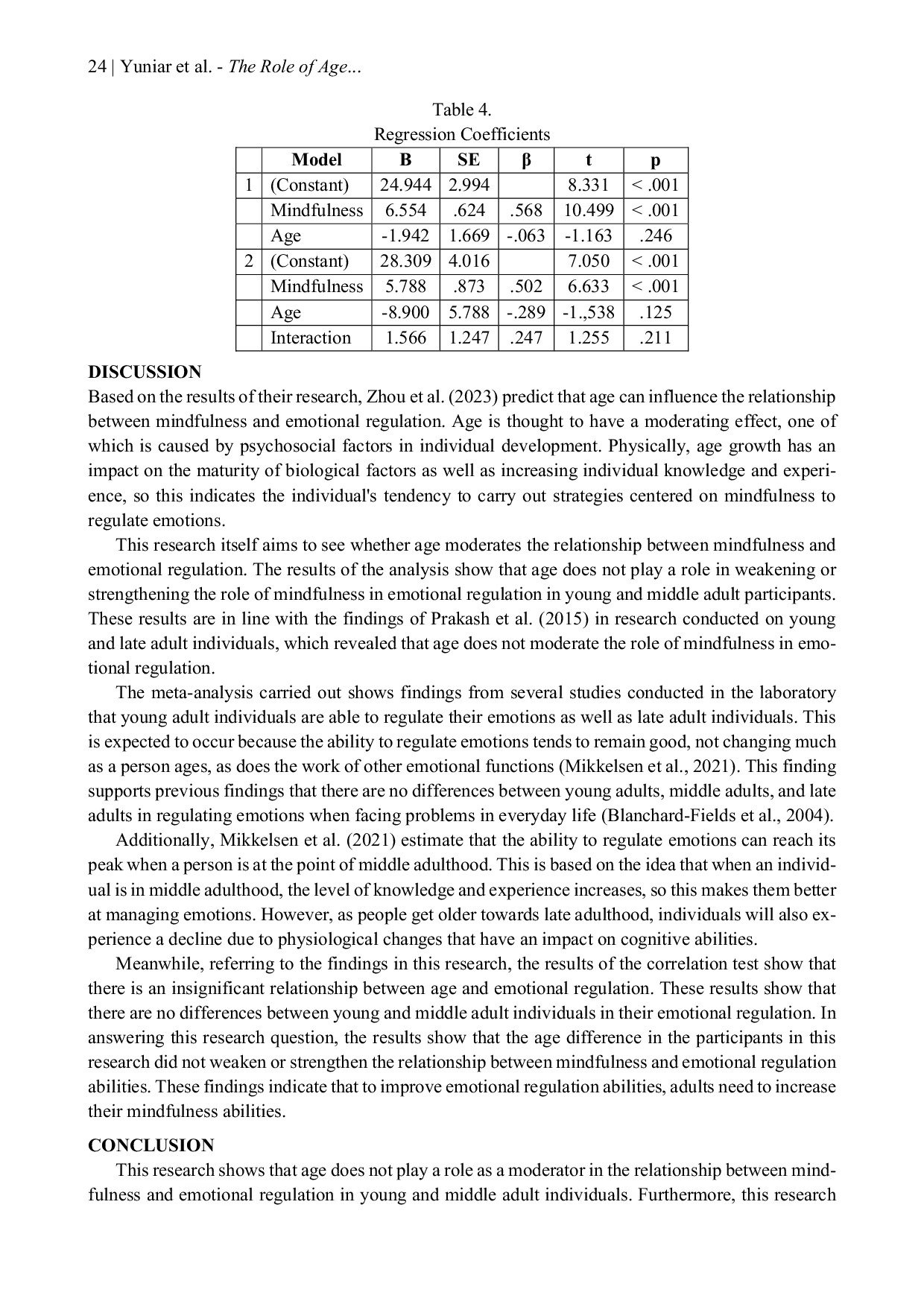 JURIS The Role of Age in the Relationship between Mindfulness and Emotion Regulation in Adults