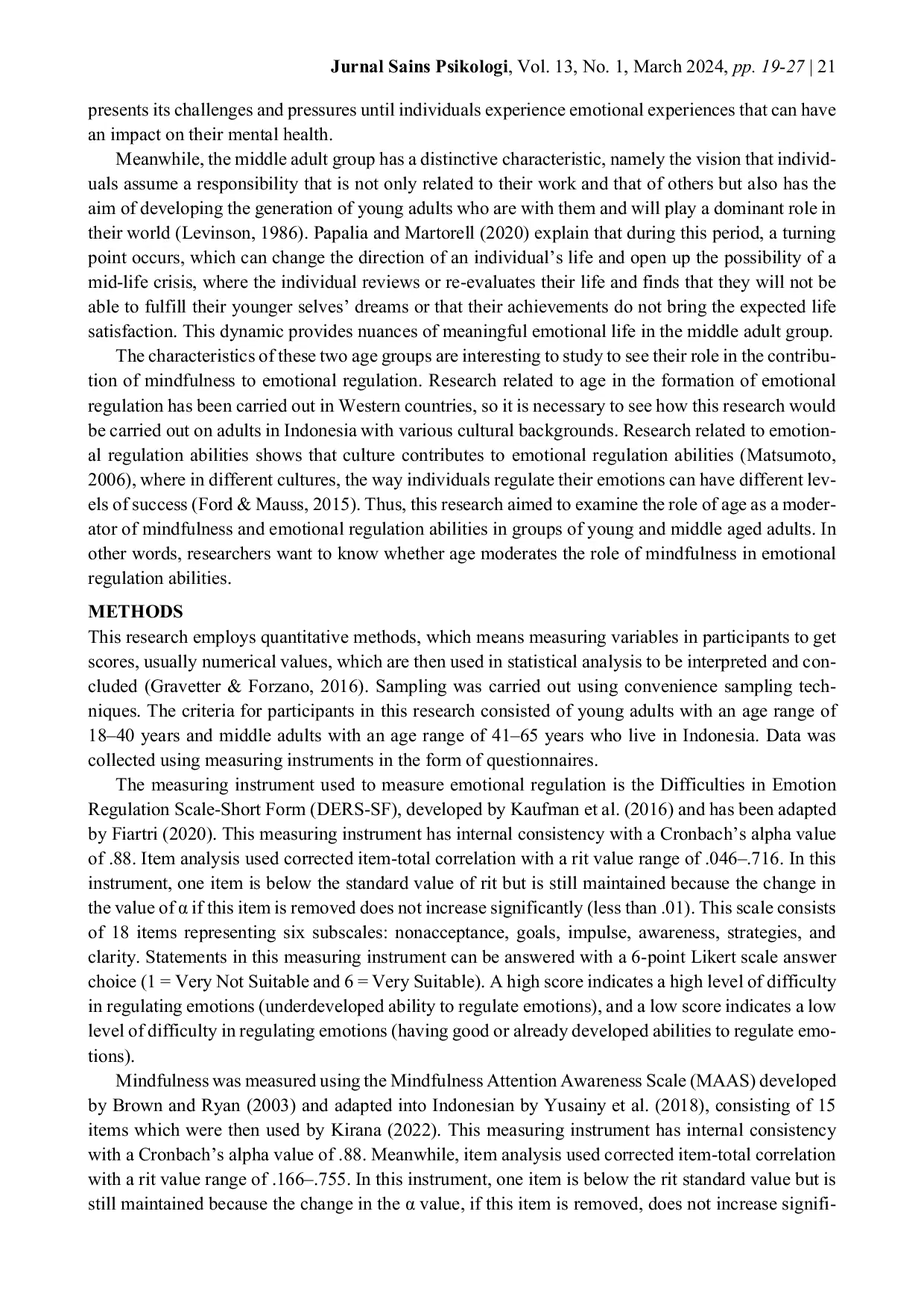 JURIS The Role of Age in the Relationship between Mindfulness and Emotion Regulation in Adults