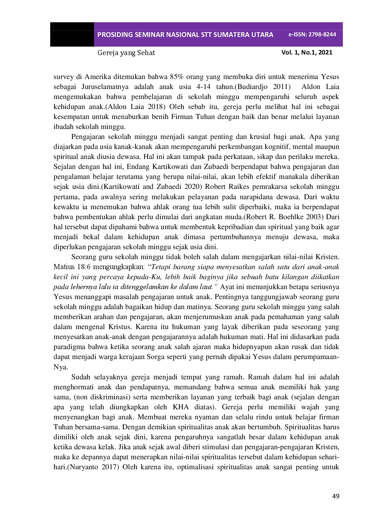 juris Modifikasi Layanan Sekolah Minggu sebagai Wujud Gereja Ramah Anak di Masa Pandemi