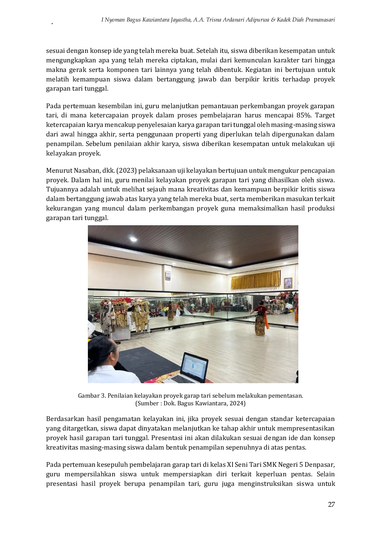 JURIS Penerapan Model Project Based Learning Dalam Pembelajaran Garap Tari Di Smkn 5 Denpasar