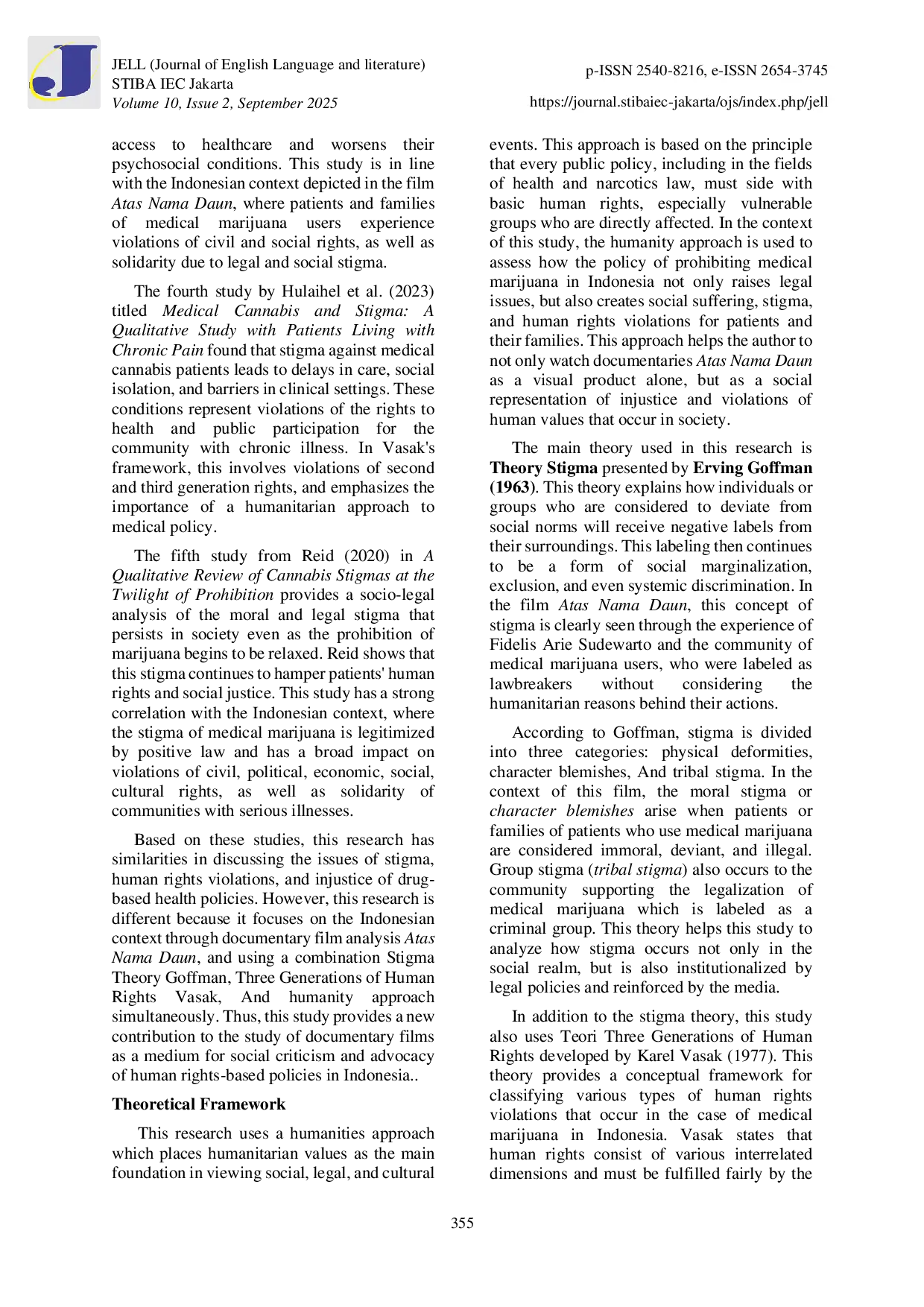 JURIS The Impact Of Social Stigma On Humanity And Human Rights As Represented In The Film Atas Nama Daun 2022