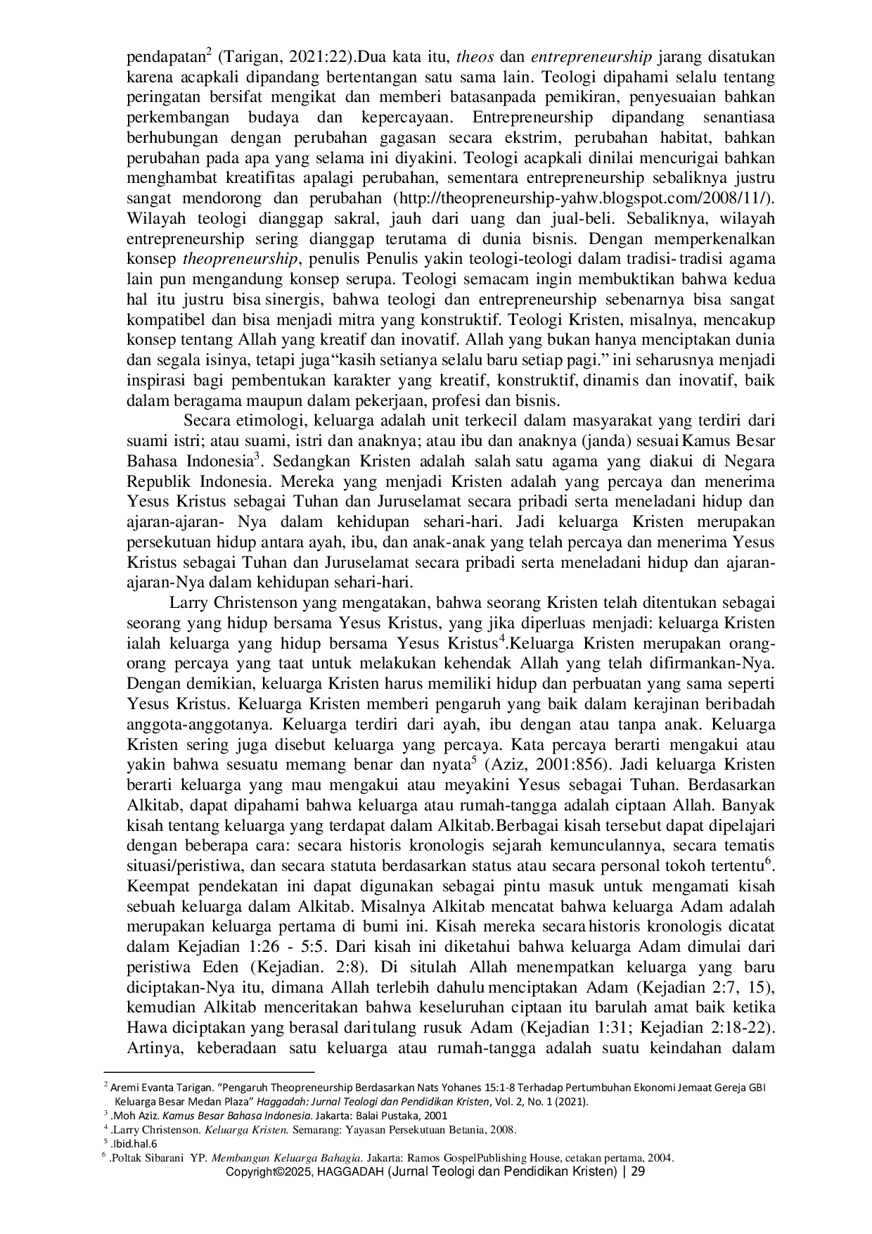 JURIS Theopreneurship Ditinjau dari Kejadian 26 1 14 dan Aplikasinya Bagi Keluarga Kristen Sungai Lilin Kabupaten Musi Banyuasin