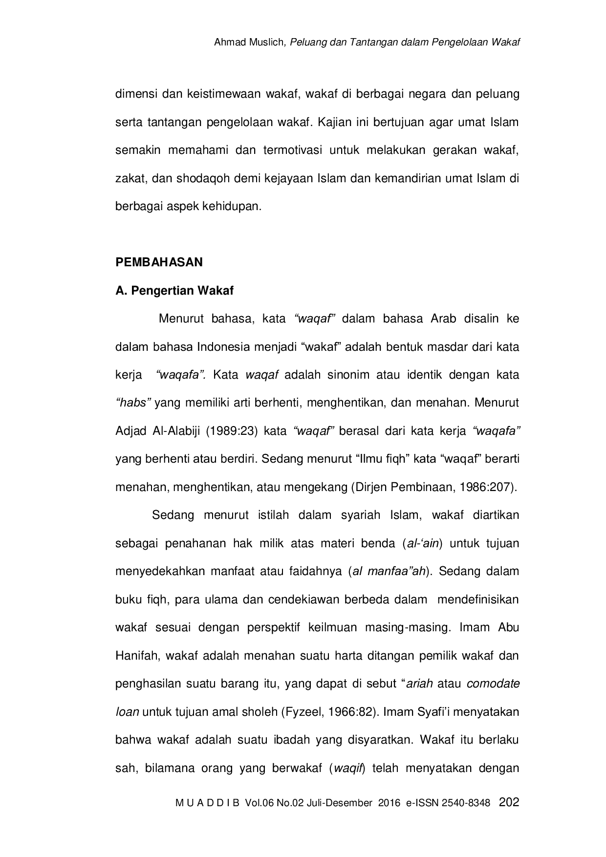 JURIS Peluang Dan Tantangan Dalam Pengelolaan Wakaf