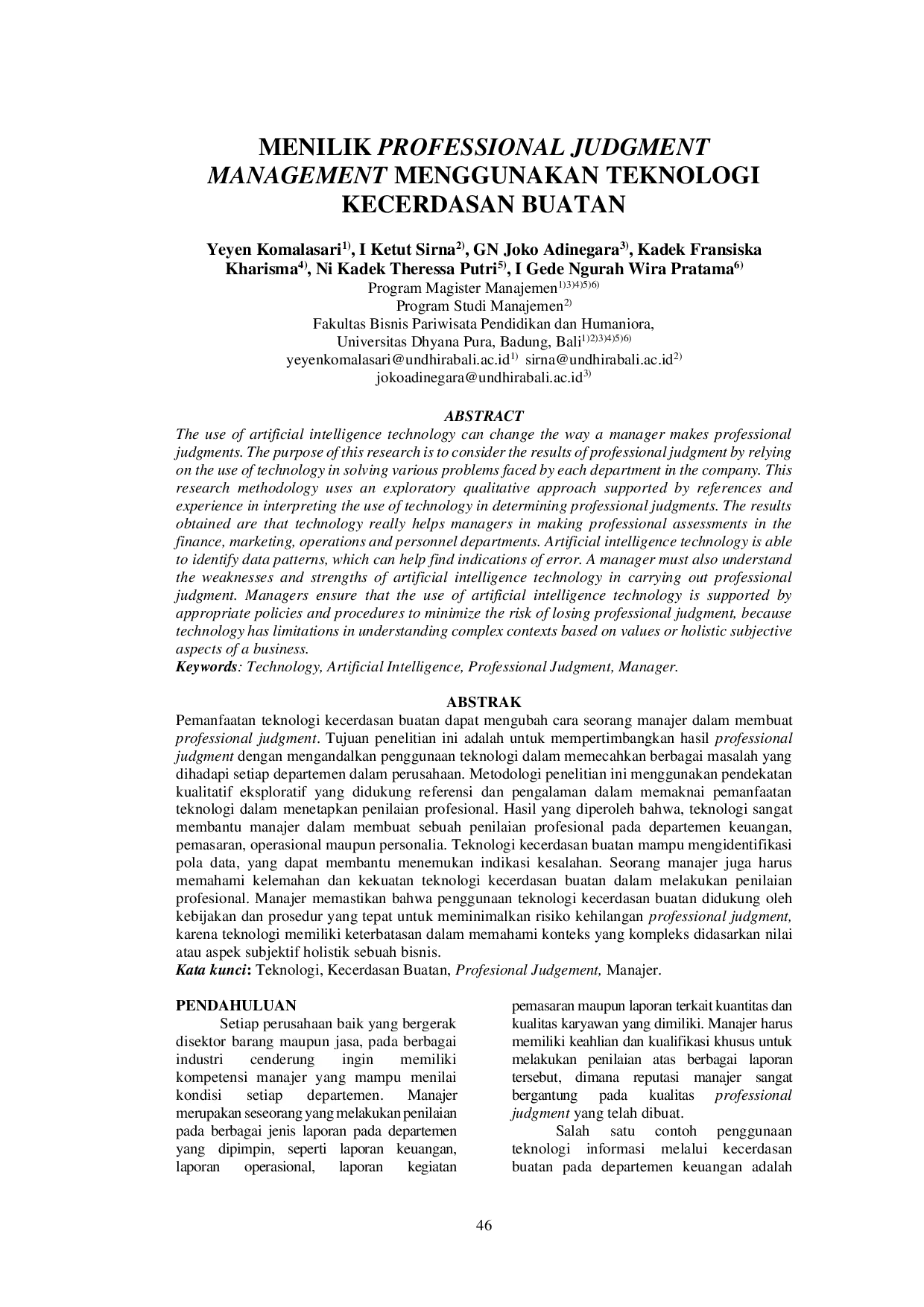 JURIS Menilik Profesional Judgment Management Teknologi Kecerdasan Buatan