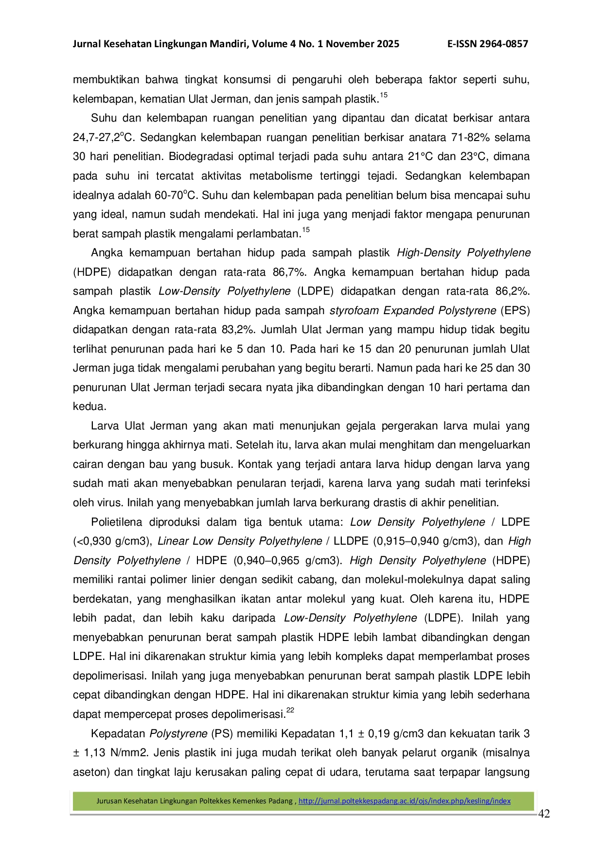 JURIS Pemanfaatan Ulat Jerman Zophobas Morio dalam Mengurangi Berat Sampah Plastik