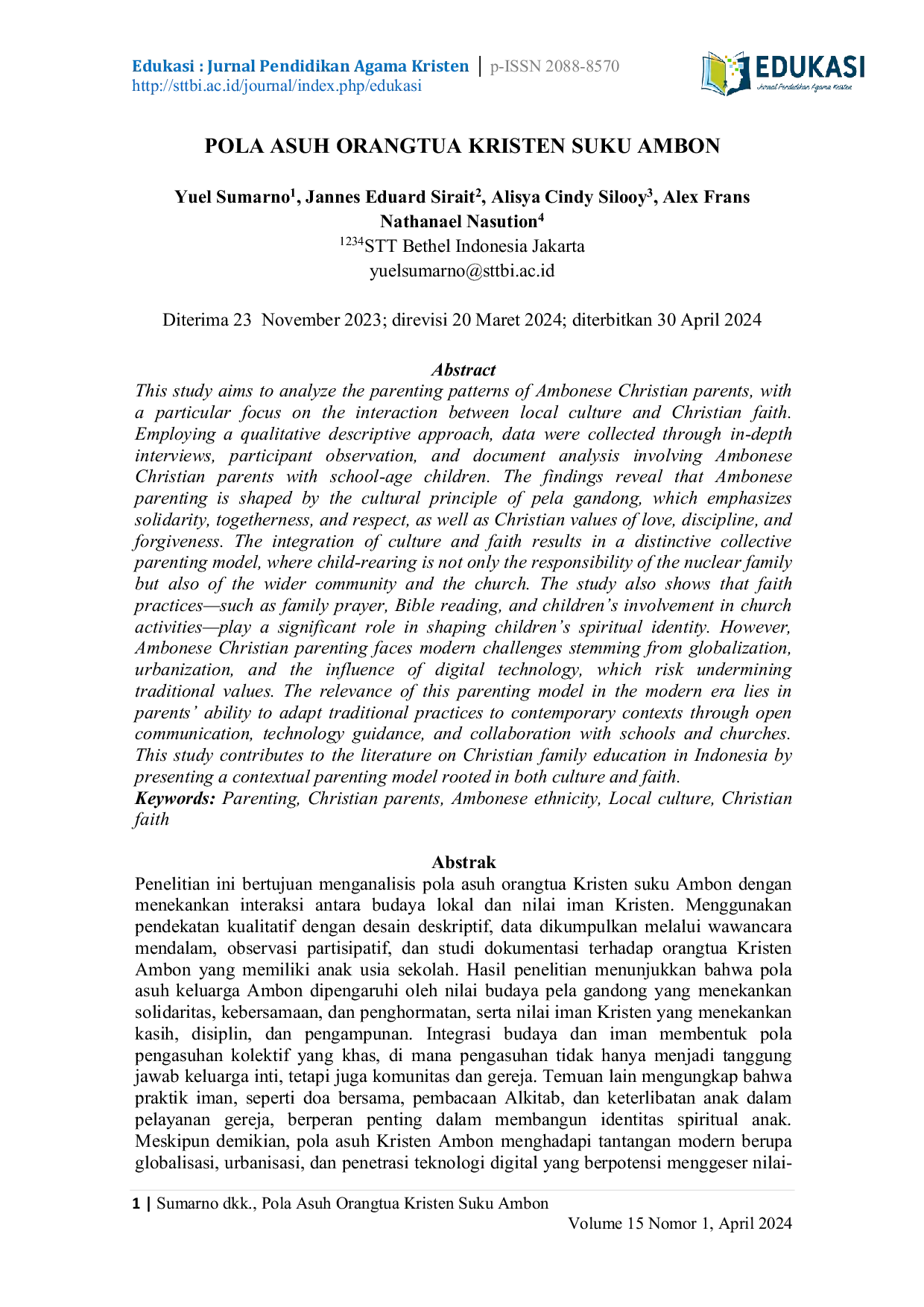 JURIS Pola Asuh Orangtua Kristen Suku Ambon