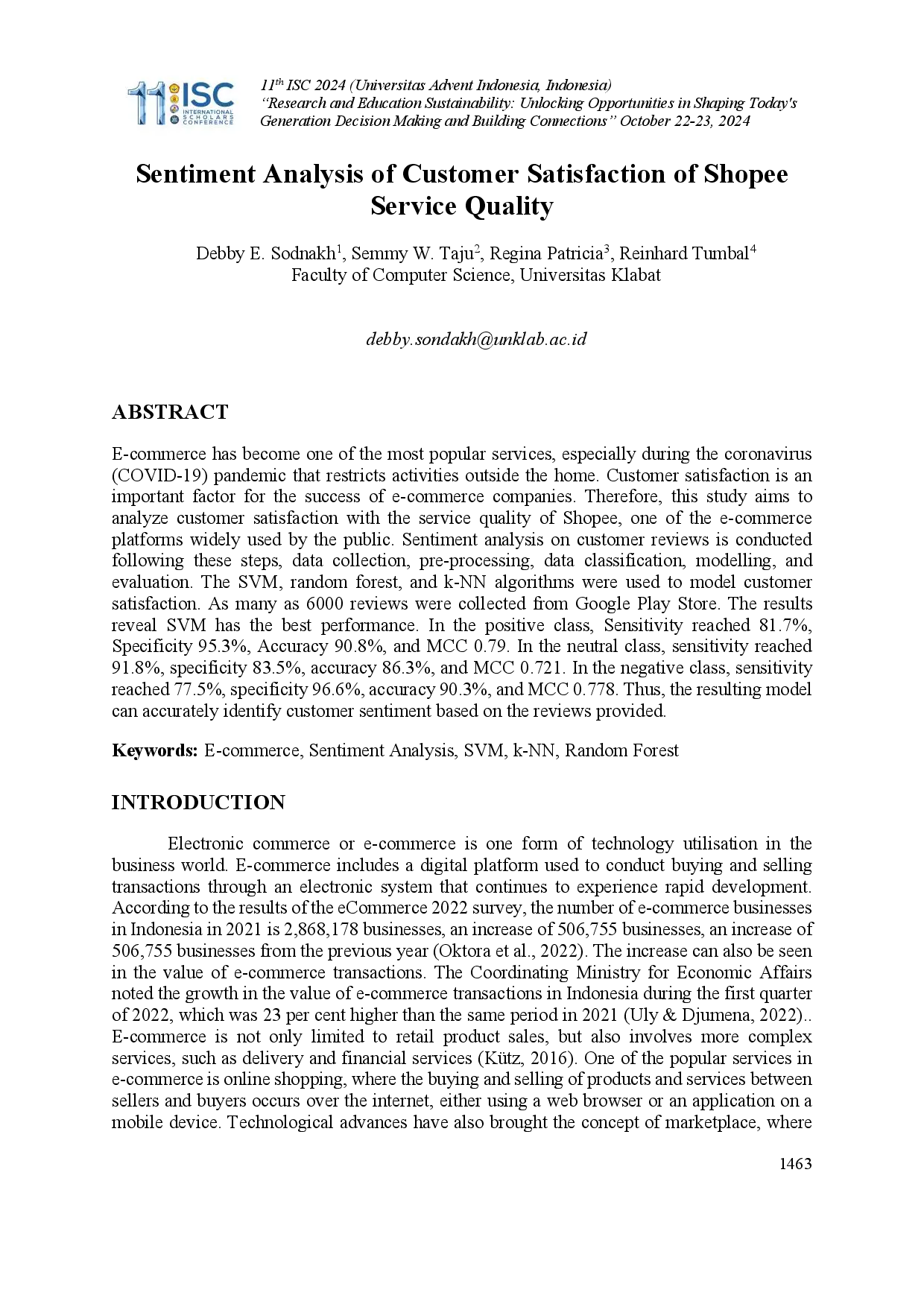 juris Sentiment Analysis of Customer Satisfaction of Shopee Service Quality