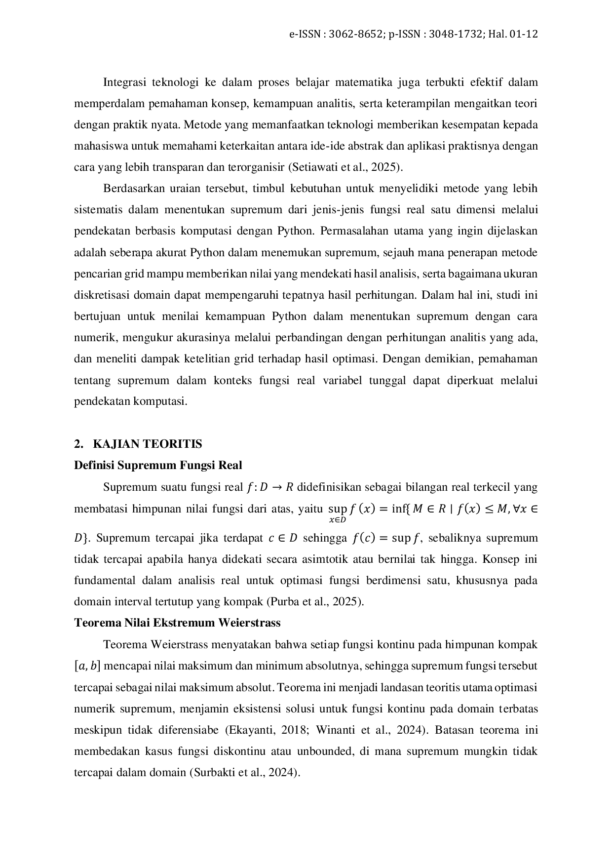 JURIS Supremum Pada Masalah Optimasi Fungsi Real Berdimensi Satu Menggunakan Python