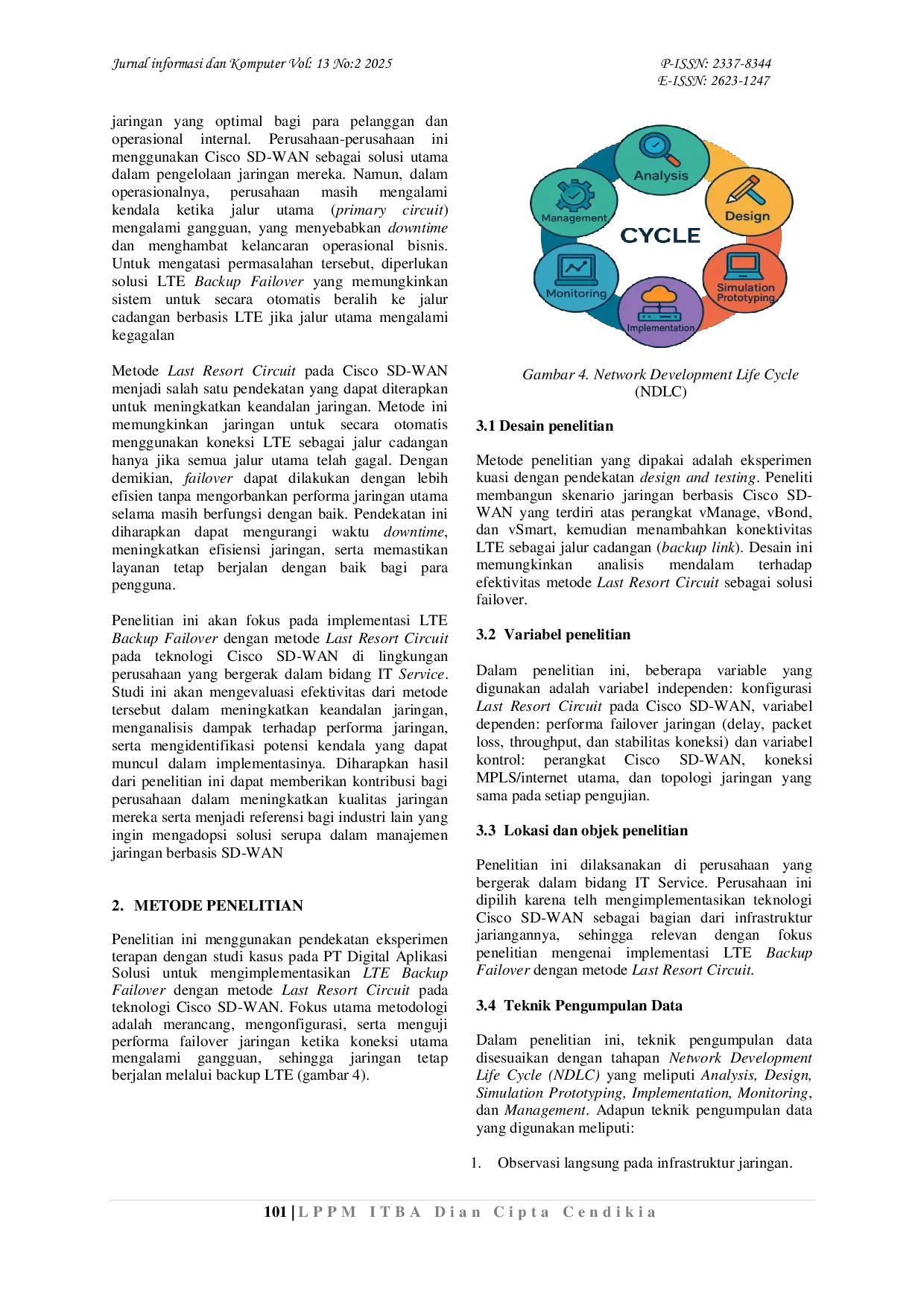 JURIS Implementasi LTE Backup Failover Dengan Metode Last Resort Circuit Pada Teknologi Cisco SD WAN