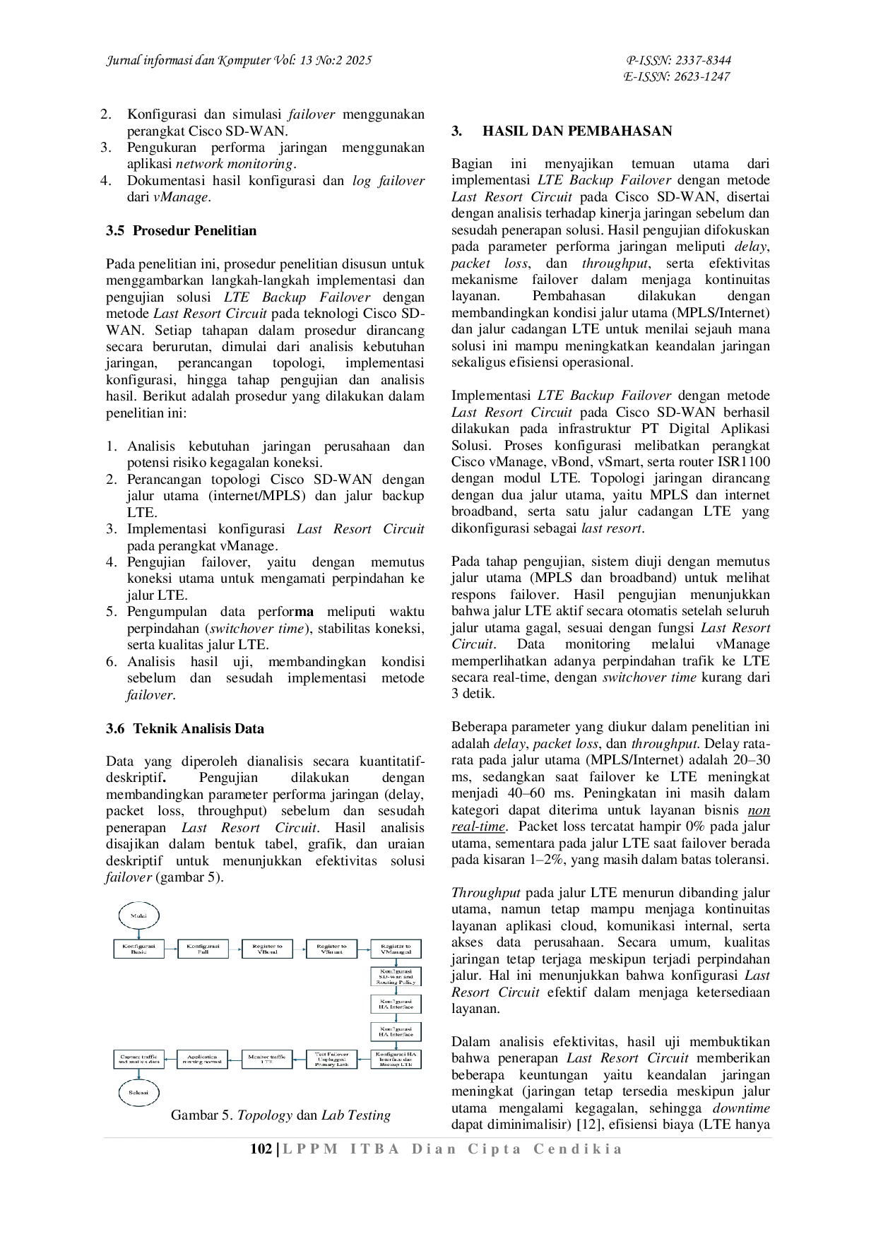 JURIS Implementasi LTE Backup Failover Dengan Metode Last Resort Circuit Pada Teknologi Cisco SD WAN