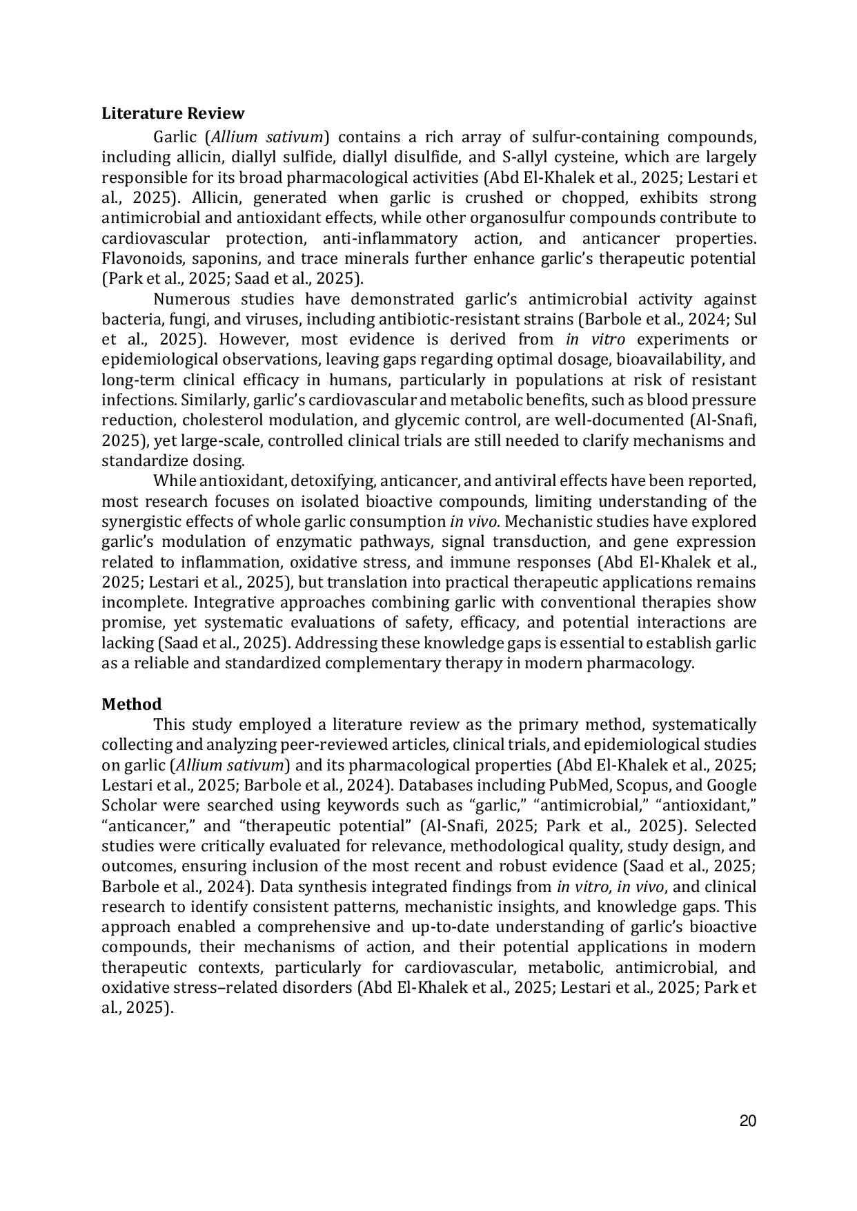 JURIS Garlic Allium sativum Pharmacological Insights and Therapeutic Potential