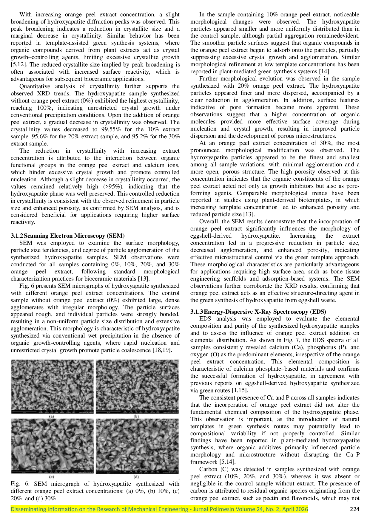 JURIS Green synthesis of hydroxyapatite from eggshells using orange peel Citrus sinensis as a template for bioceramic