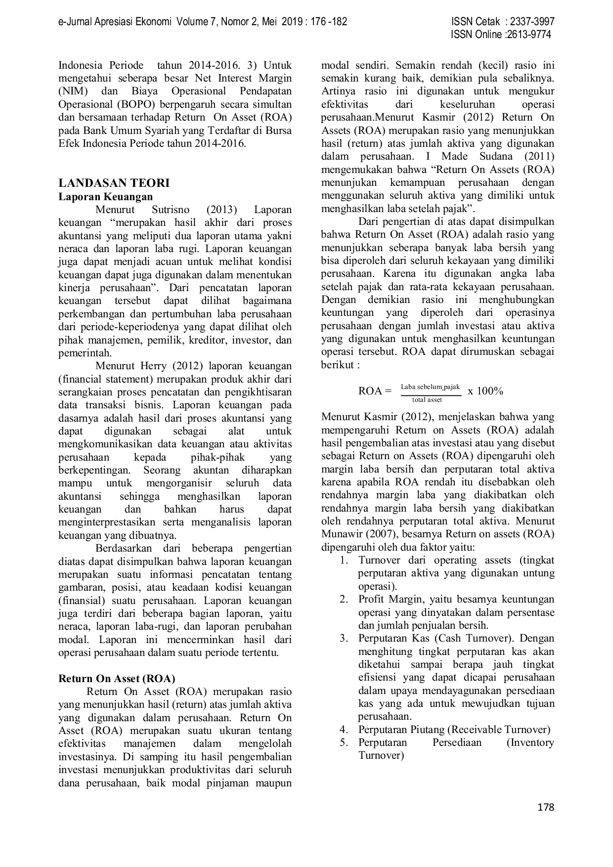 JURIS THE EFFECT OF NET INTEREST MARGIN NIM AND OPERATIONAL COSTS OF OPERATIONAL INCOME BOPO ON RETURN ON ASSETS ROA OF SHARIA BANKS