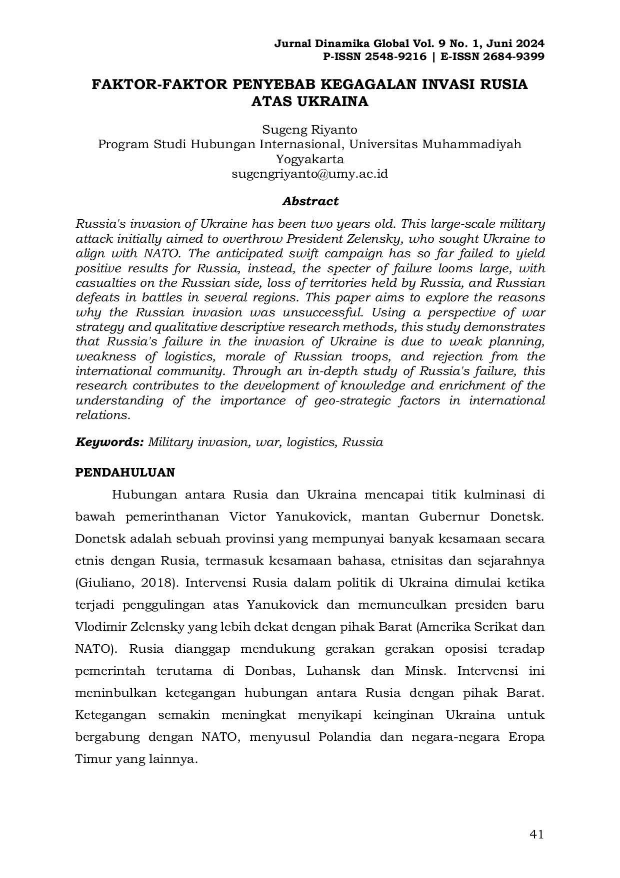 JURIS Faktor Faktor Penyebab Kegagalan Invasi Rusia Atas Ukraina