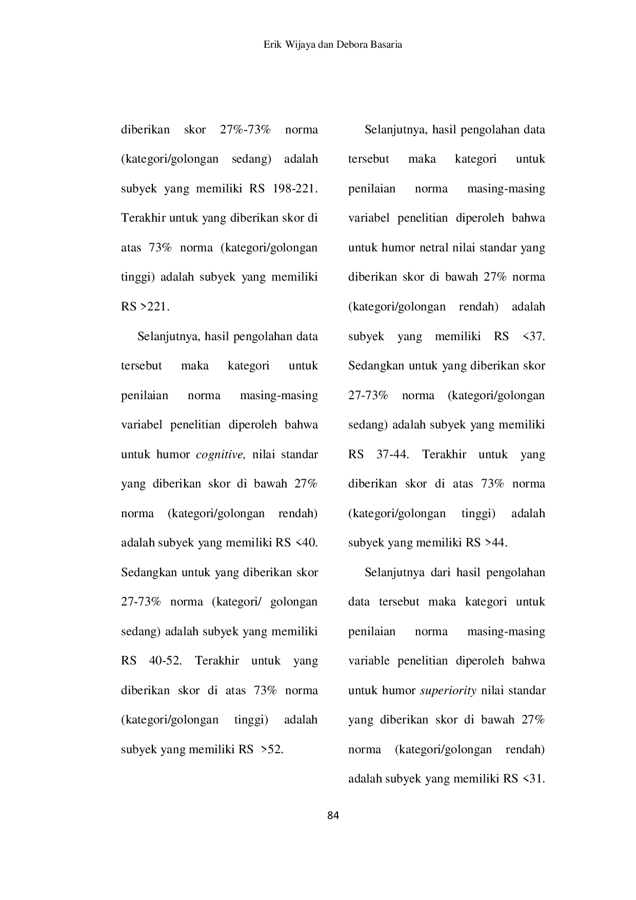 JURIS Pembuatan Norma Alat Ukur Kecerdasan Emosi Dan Norma Alat Ukur Humor Pada Remaja