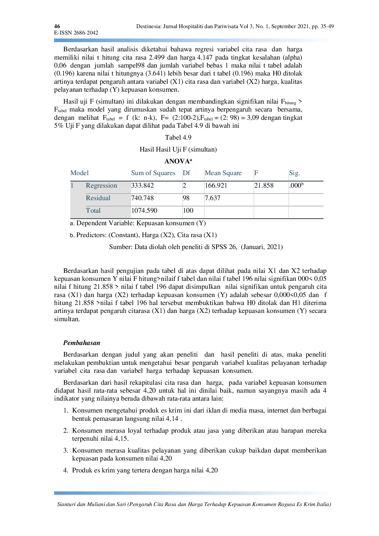 JURIS Pengaruh Cita Rasa dan Harga terhadap Kepuasan Konsumen Ragusa Es Krim Italia