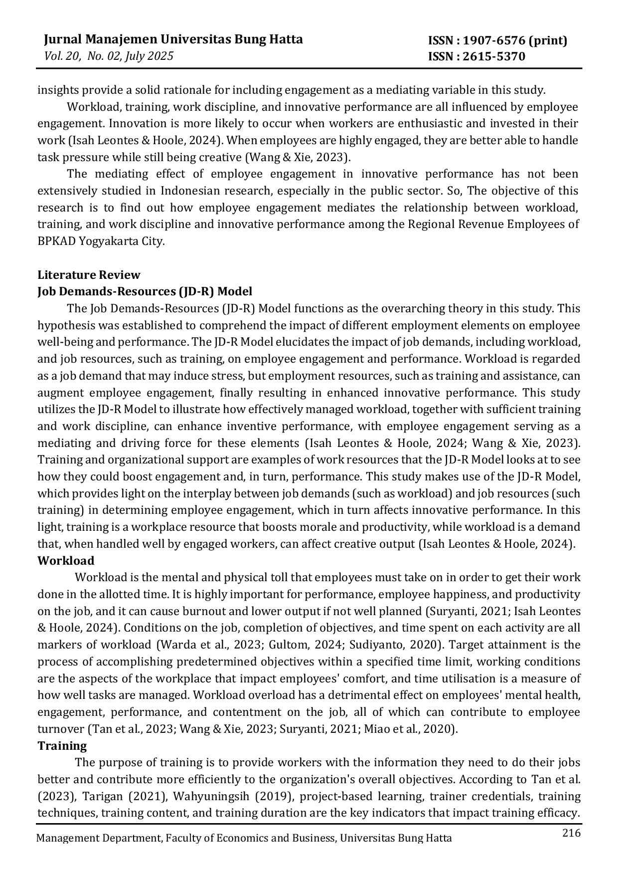 JURIS The Engaged to Innovate Exploring The Impact of Workload Training and Work Discipline In Driving Innovative Performance Through Employee Engagement