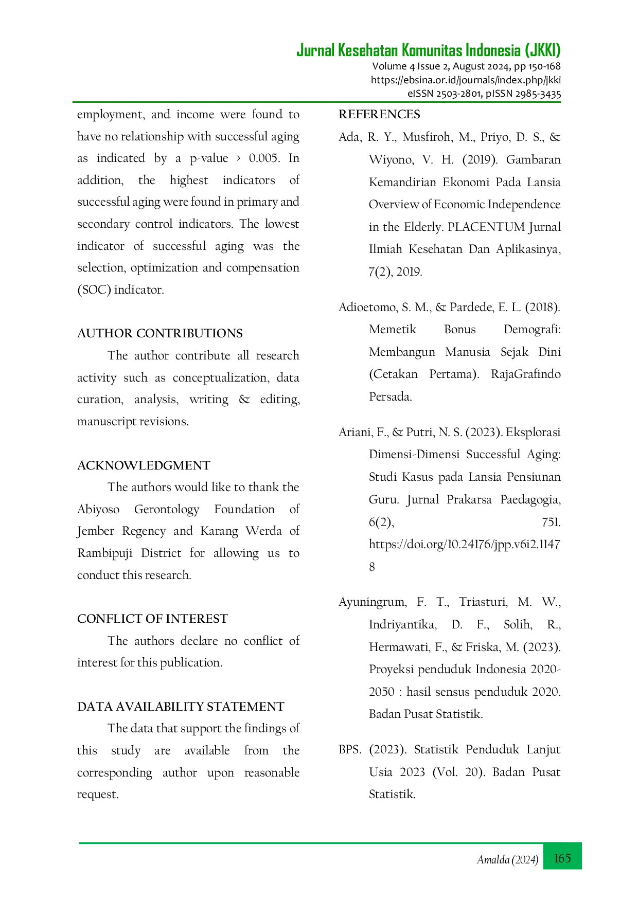 JURIS Successful Aging Among Community Dwelling Older Adults in Rural Areas of Jember District