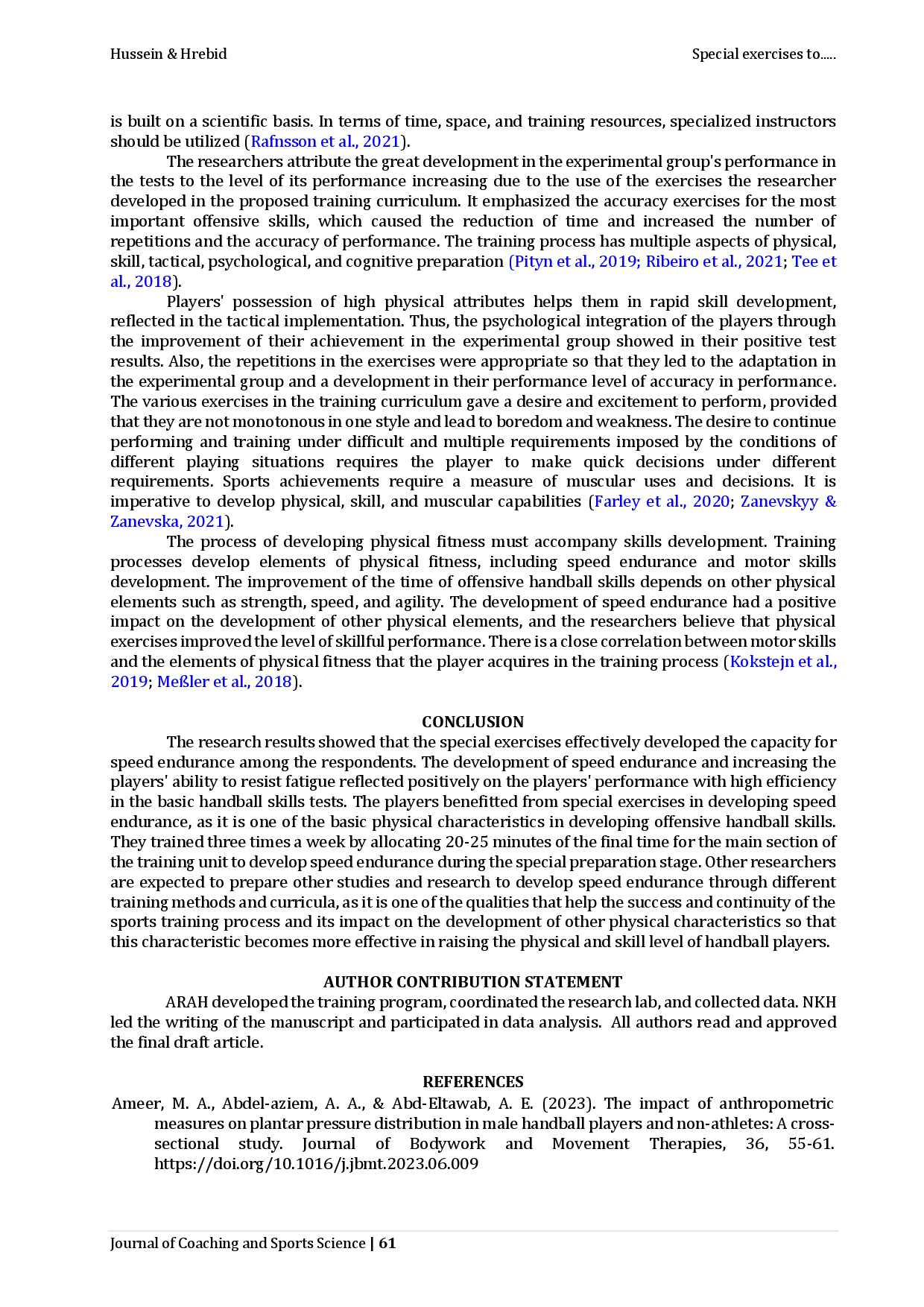 juris Special Exercises to Develop Speed Endurance Passing and Shooting Skills for Young Handball Players