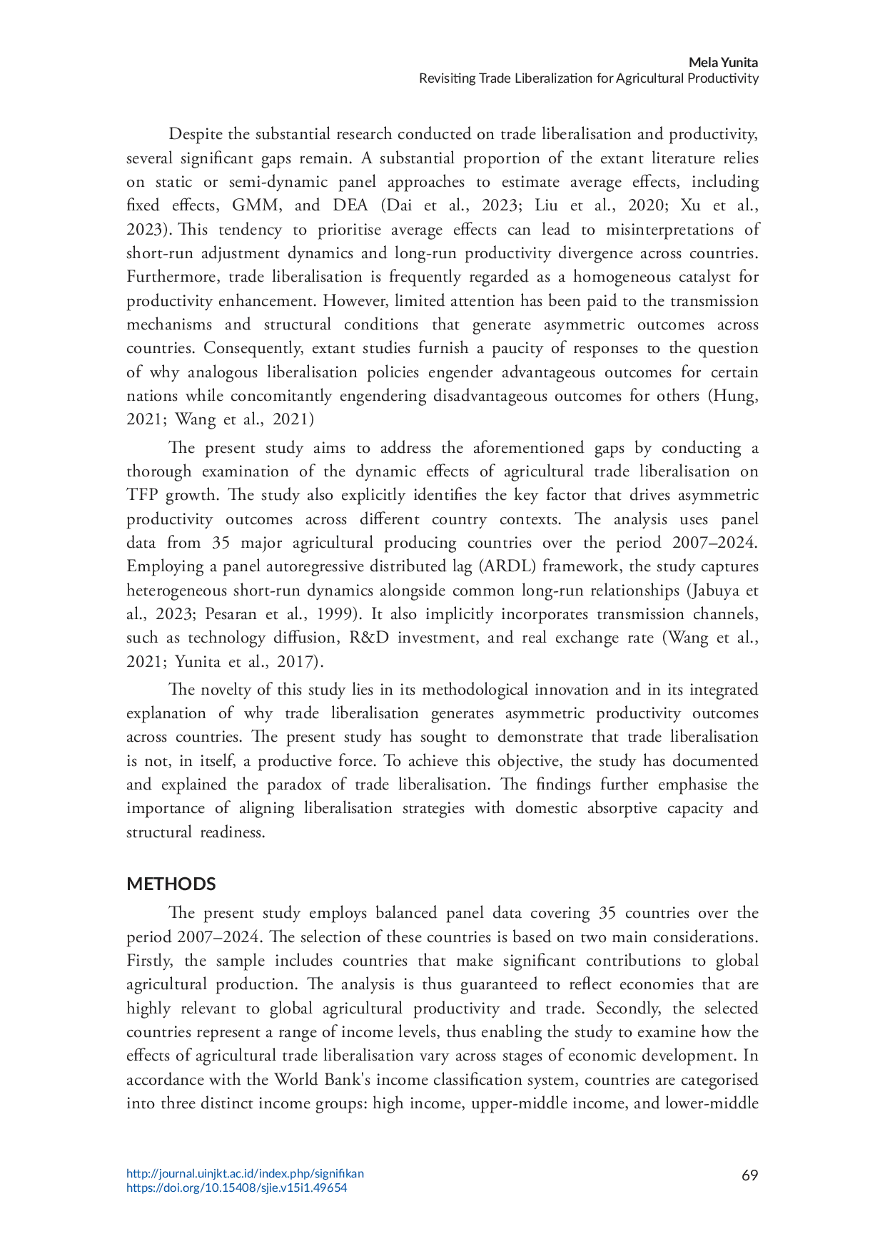 JURIS Revisiting Trade Liberalization for Agriculture Productivity Dynamic Evidence from a Global Panel of Countries