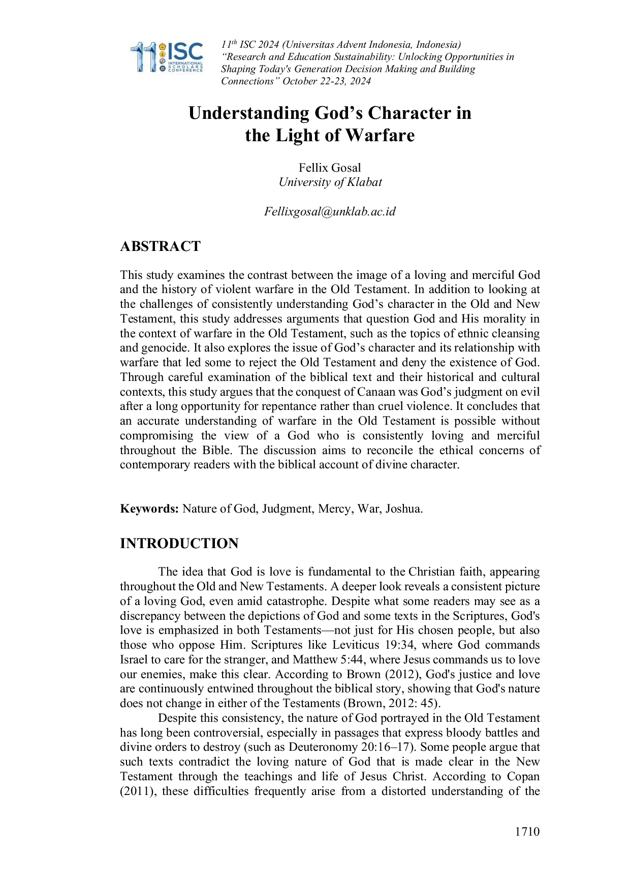 JURIS Understanding God s Character in the Light of Warfare