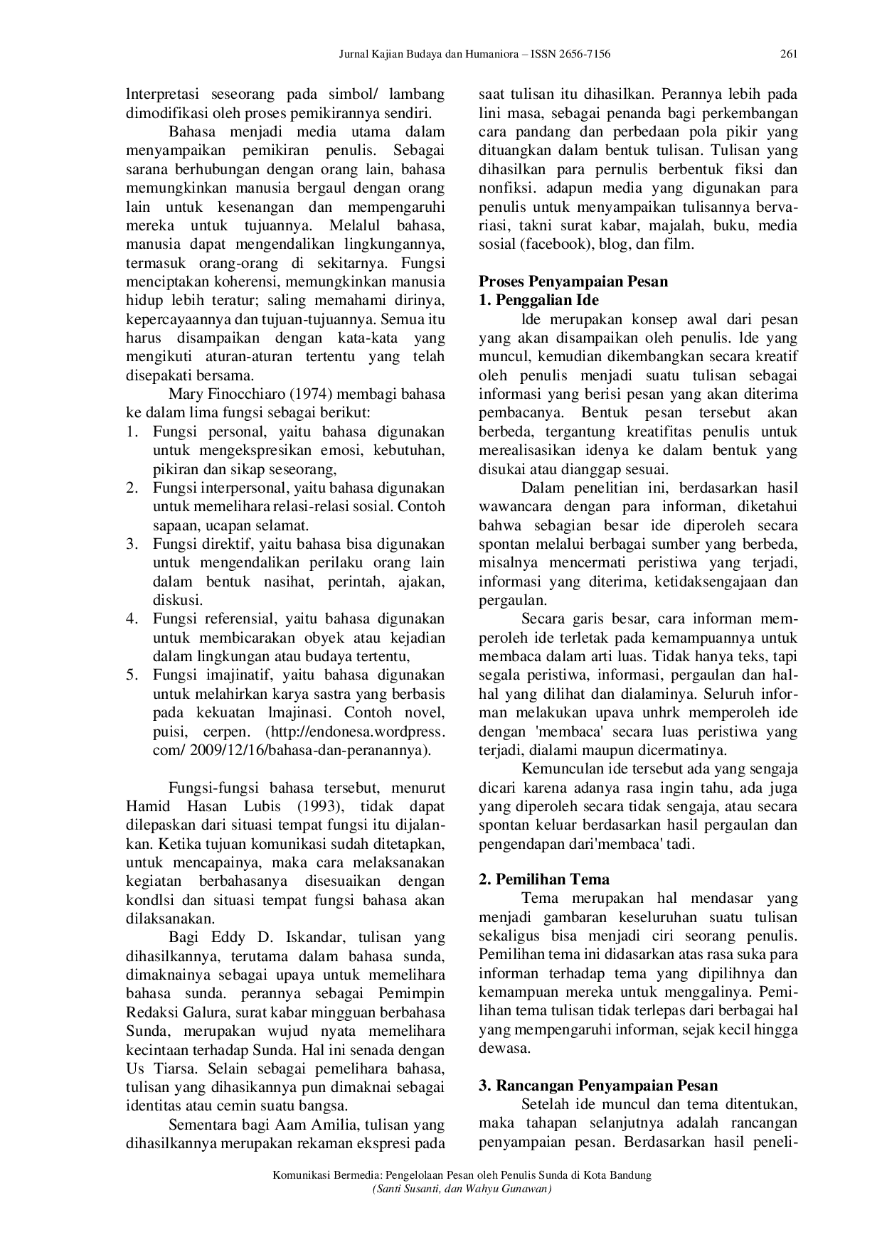 JURIS Komunikasi Bermedia Pengelolaan Pesan Oleh Penulis Sunda di Kota Bandung
