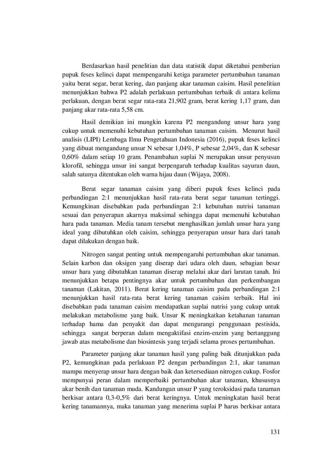 JURIS Efektivitas Penggunaan Pupuk Feses Kelinci Terhadap Pertumbuhan Tanaman Caisim Brassica Juncea