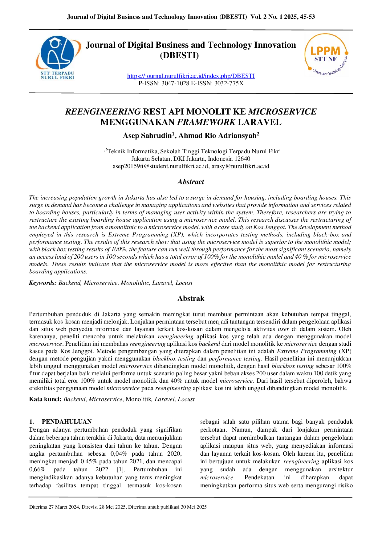 JURIS Reengineering Monolith REST API to Microservice Using Laravel Framework