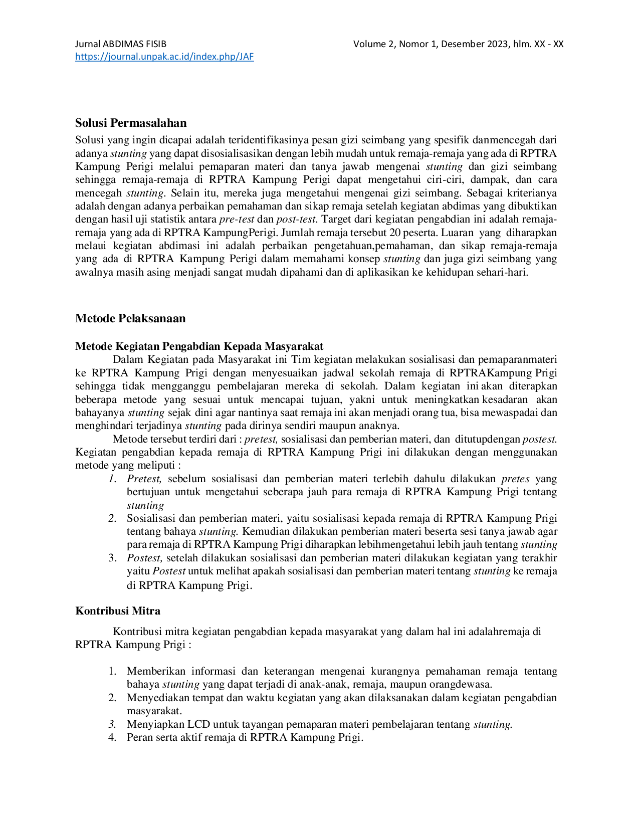 JURIS Penyuluhan Pemberdayaan Masyarakat dengan Wawasan Literasi Digital Makanan Bergizi untuk Memerangi Stunting di RPTRA KP Perigi