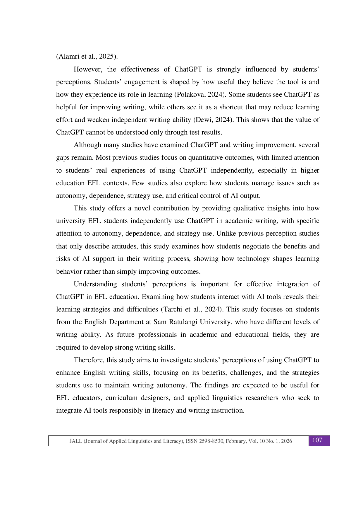 JURIS Students Perceptions of the Use of ChatGPT in Improving English Writing Skills