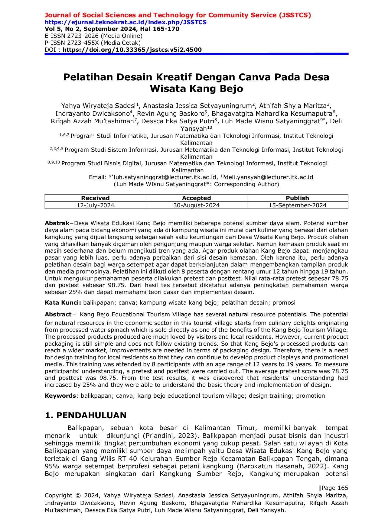 JURIS Pelatihan Desain Kreatif Dengan Canva Pada Desa Wisata Kang Bejo