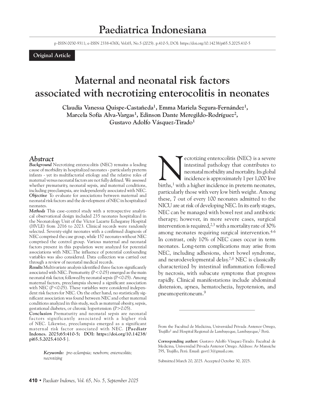 JURIS Maternal and neonatal risk factors associated with necrotizing enterocolitis in neonates