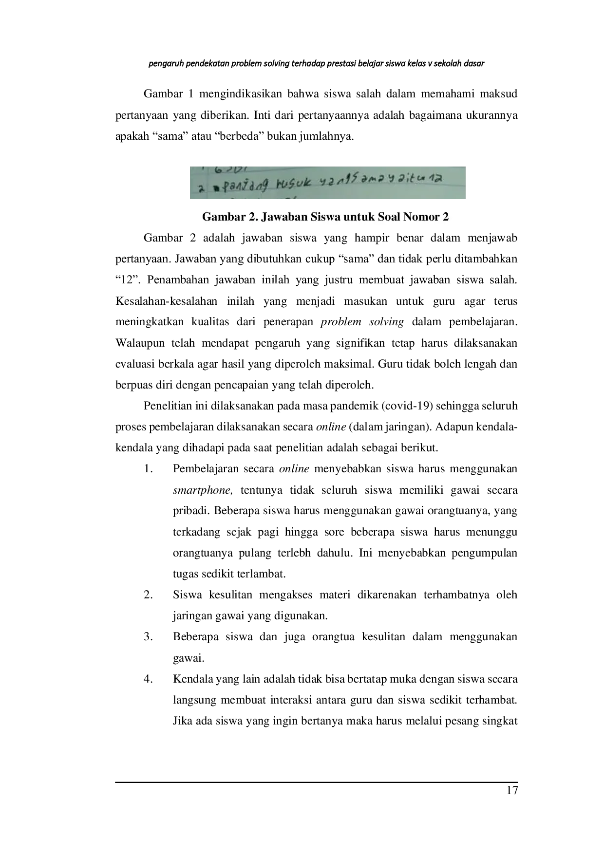 JURIS Pengaruh Pendekatan Problem Solving Terhadap Prestasi Belajar Siswa Kelas V Sekolah Dasar