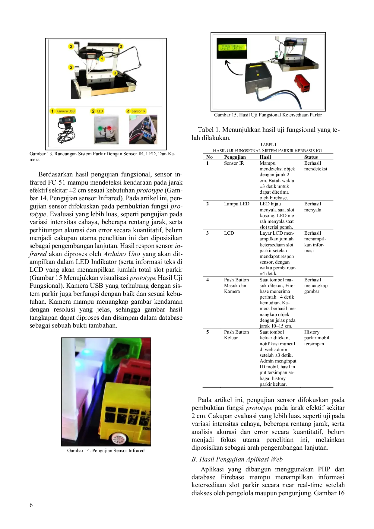 JURIS Prototype Sistem Parkir Berbasis IoT Menggunakan ESP32 Sensor Infrared dan Firebase dengan Integrasi Kamera