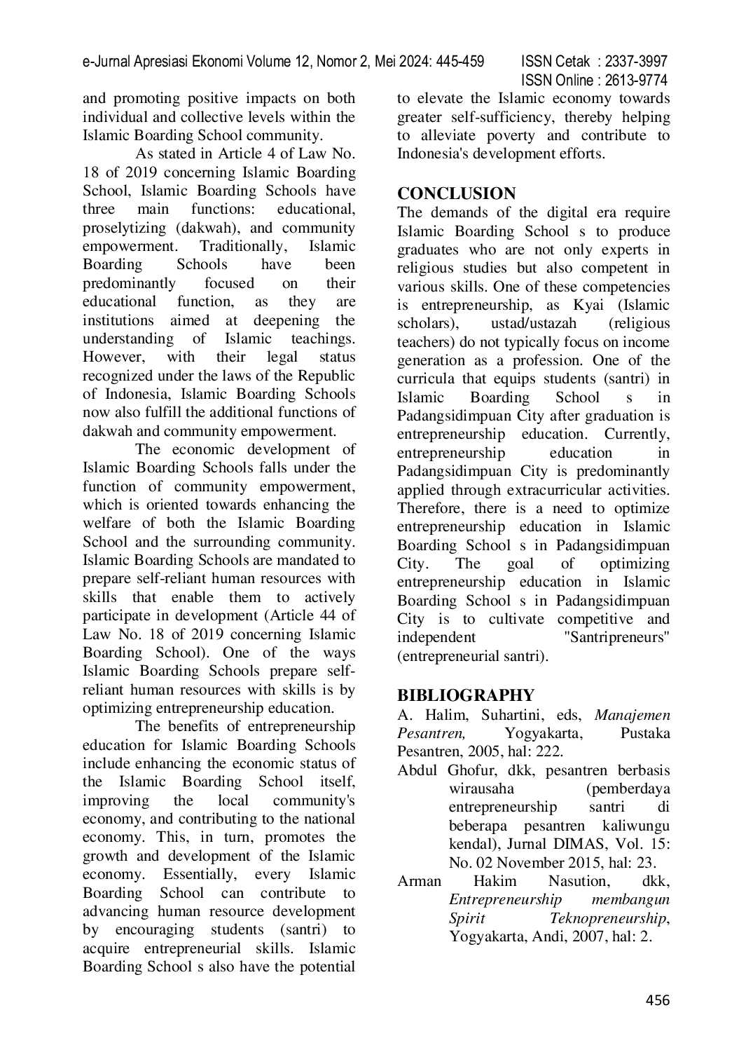 JURIS THE IMPLEMENTATION OF ENTREPRENEURSHIP EDUCATION AS AN EFFORT TO FOSTER SANTRIPRENEURS IN PADANGSIDIMPUAN