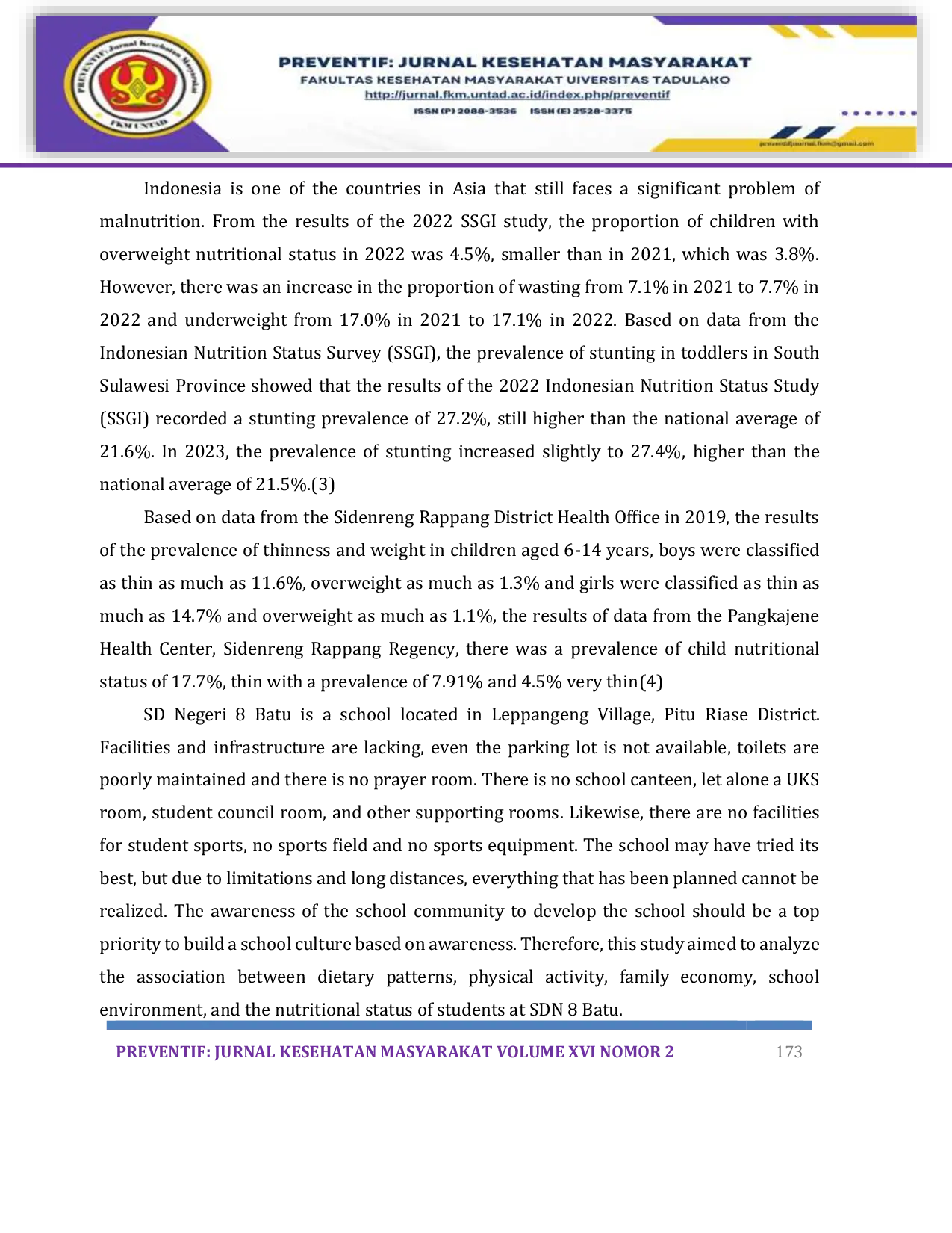 JURIS FACTORS RELATED TO NUTRITIONAL STATUS OF SCHOOL CHILDREN AT STATE ELEMENTARY SCHOOL 8 BATU
