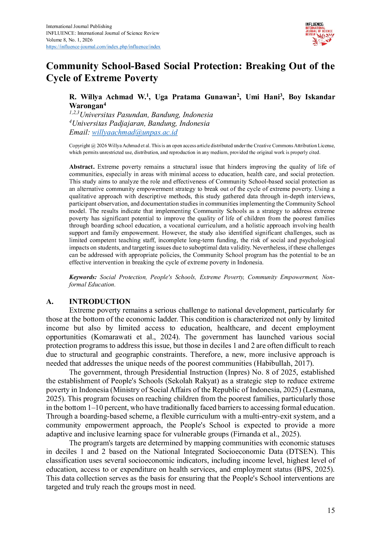 JURIS Community School Based Social Protection Breaking Out of the Cycle of Extreme Poverty