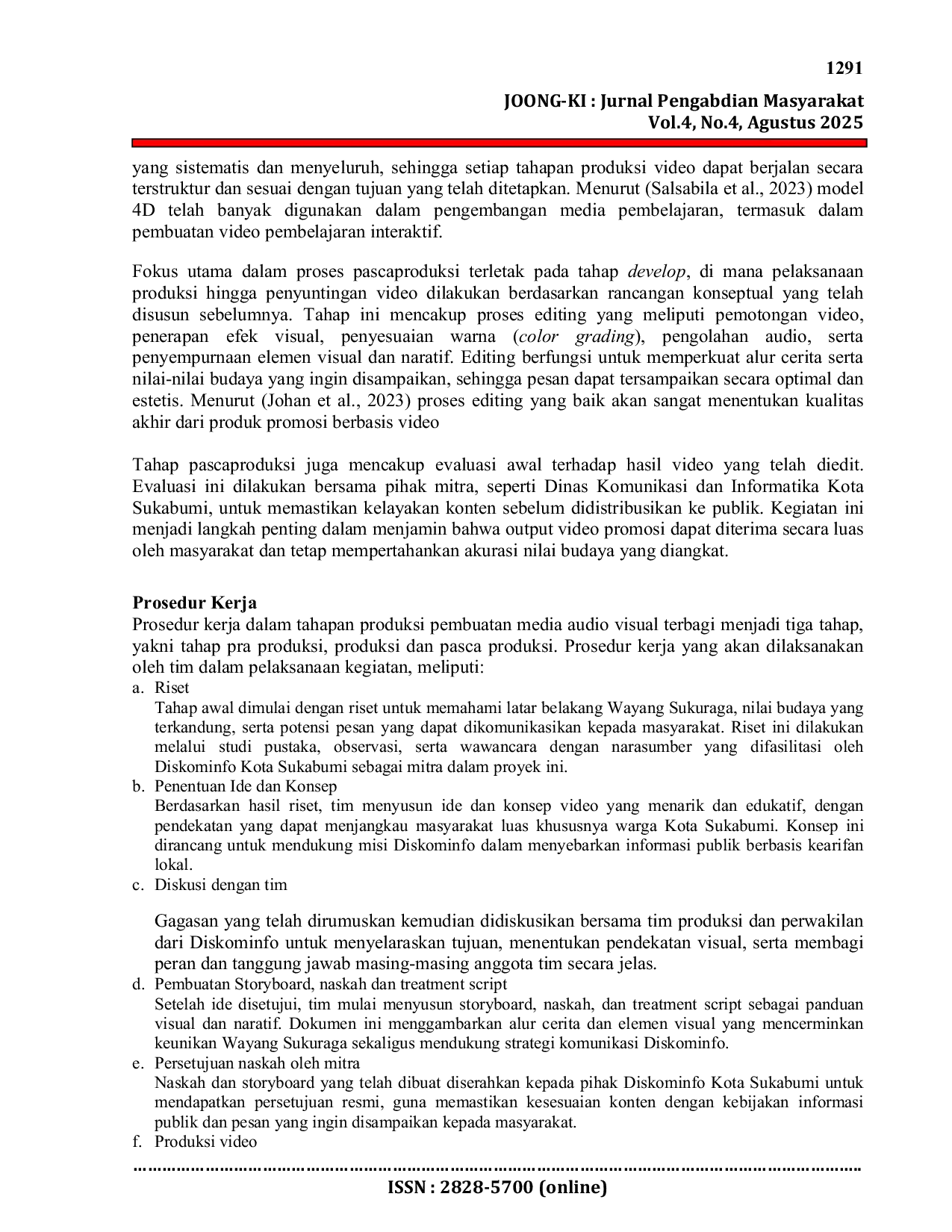 JURIS Implementasi Teknik Kreatif Editing Dalam Pembuatan Video Promosi Wayang Sukuraga