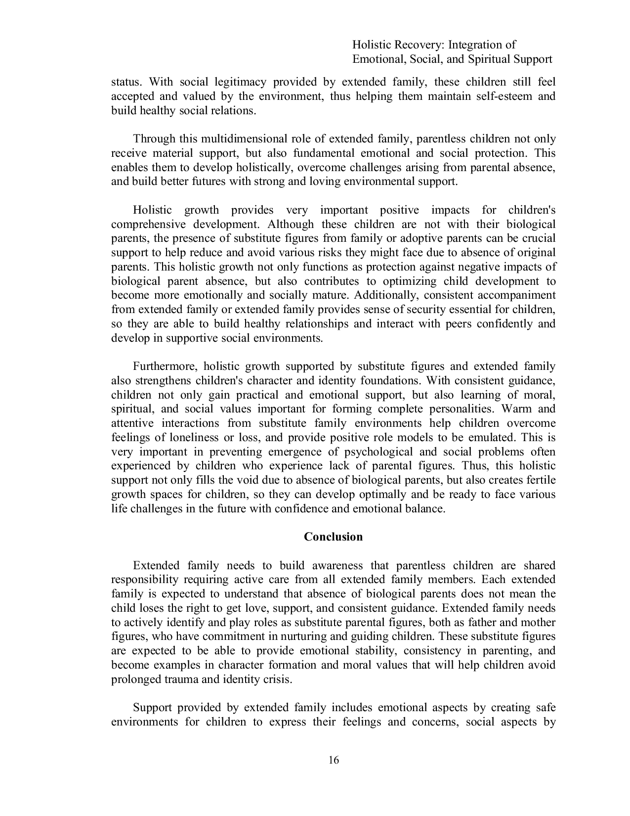 JURIS Holistic Recovery Integration of Emotional Social and Spiritual Support Extended Family for Parentless Children at HKBP Pardamean