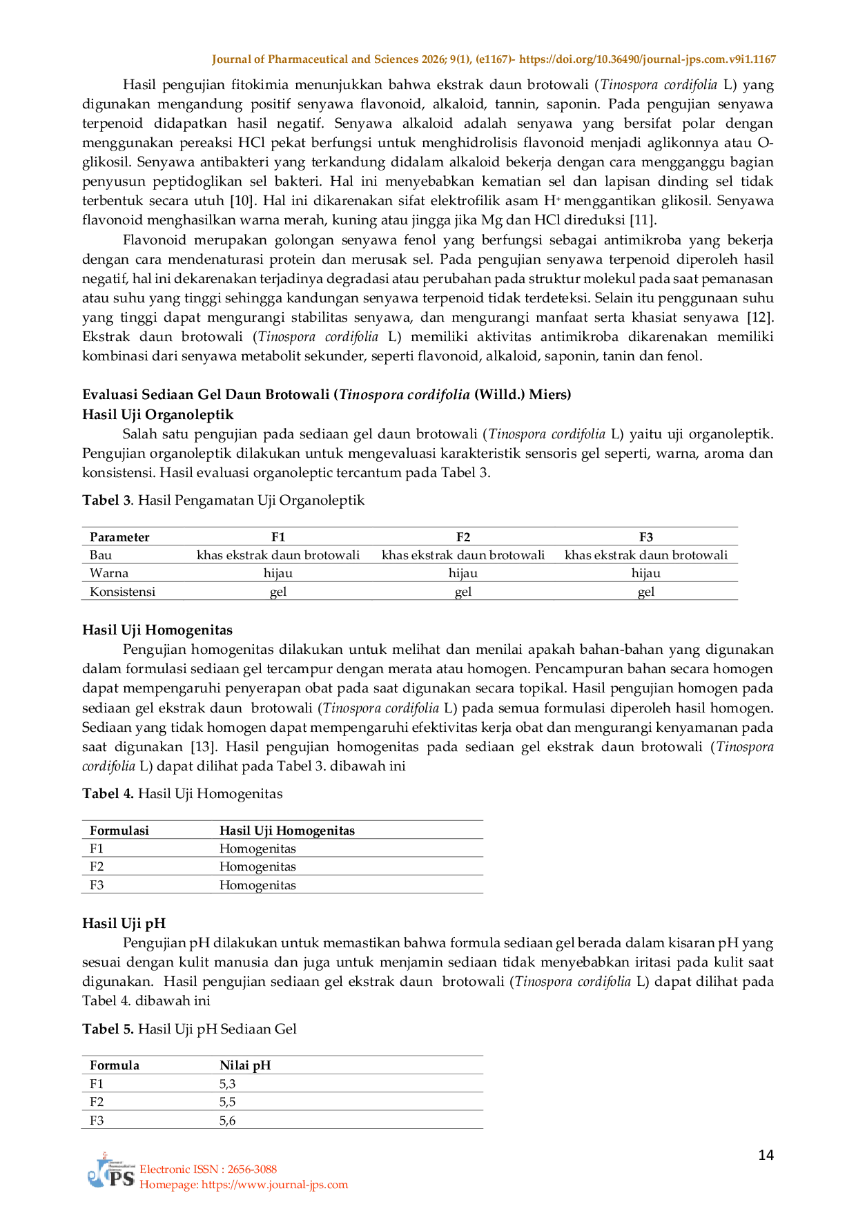 JURIS Formulasi Dan Uji Aktivitas Antibakteri Gel Ekstrak Etanol Daun Brotowali Tinospora cordifolia Willd Miers Terhadap Bakteri Pada Ulkus Diabetikum