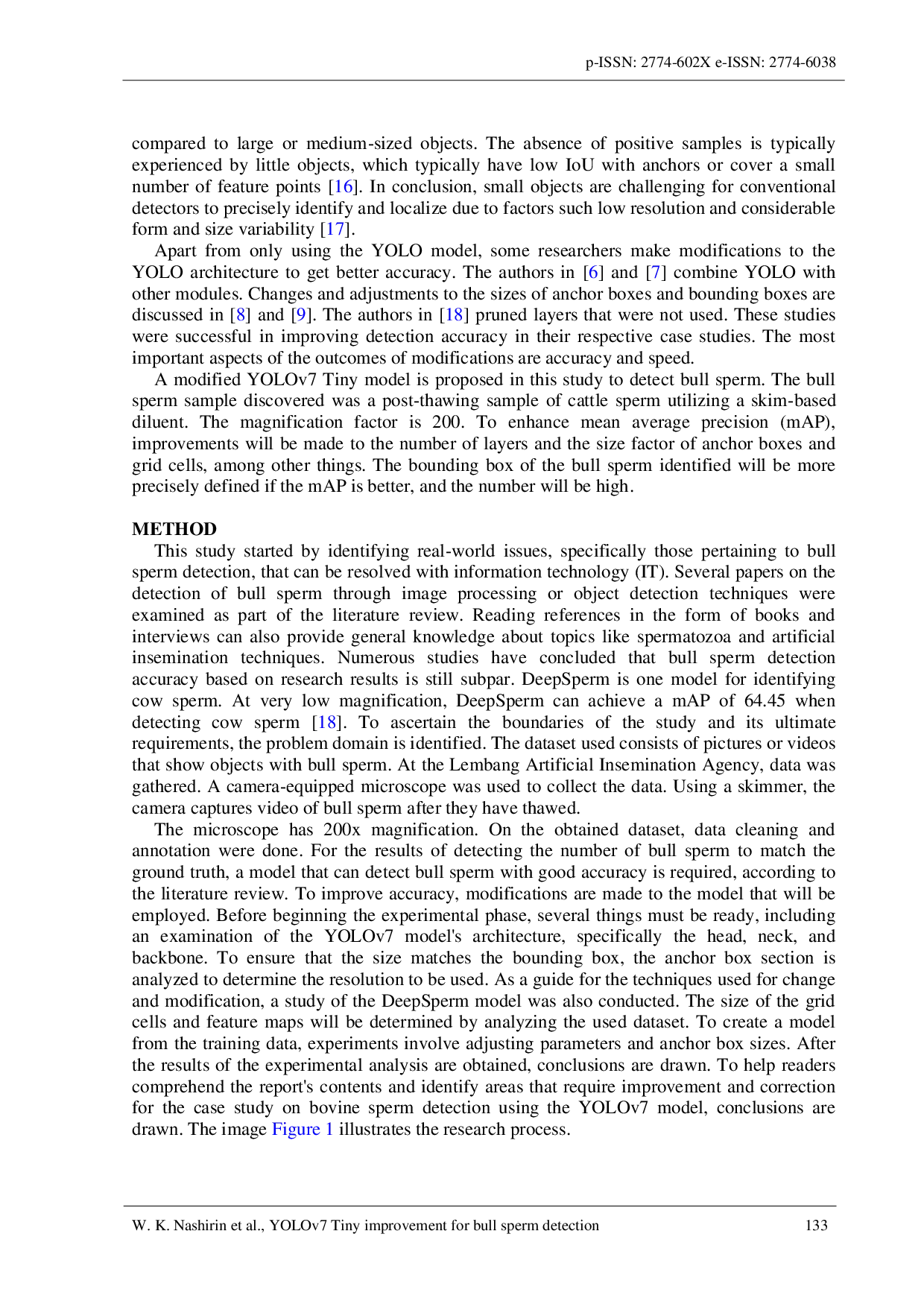 JURIS YOLOv7 Tiny improvement for bull sperm detection