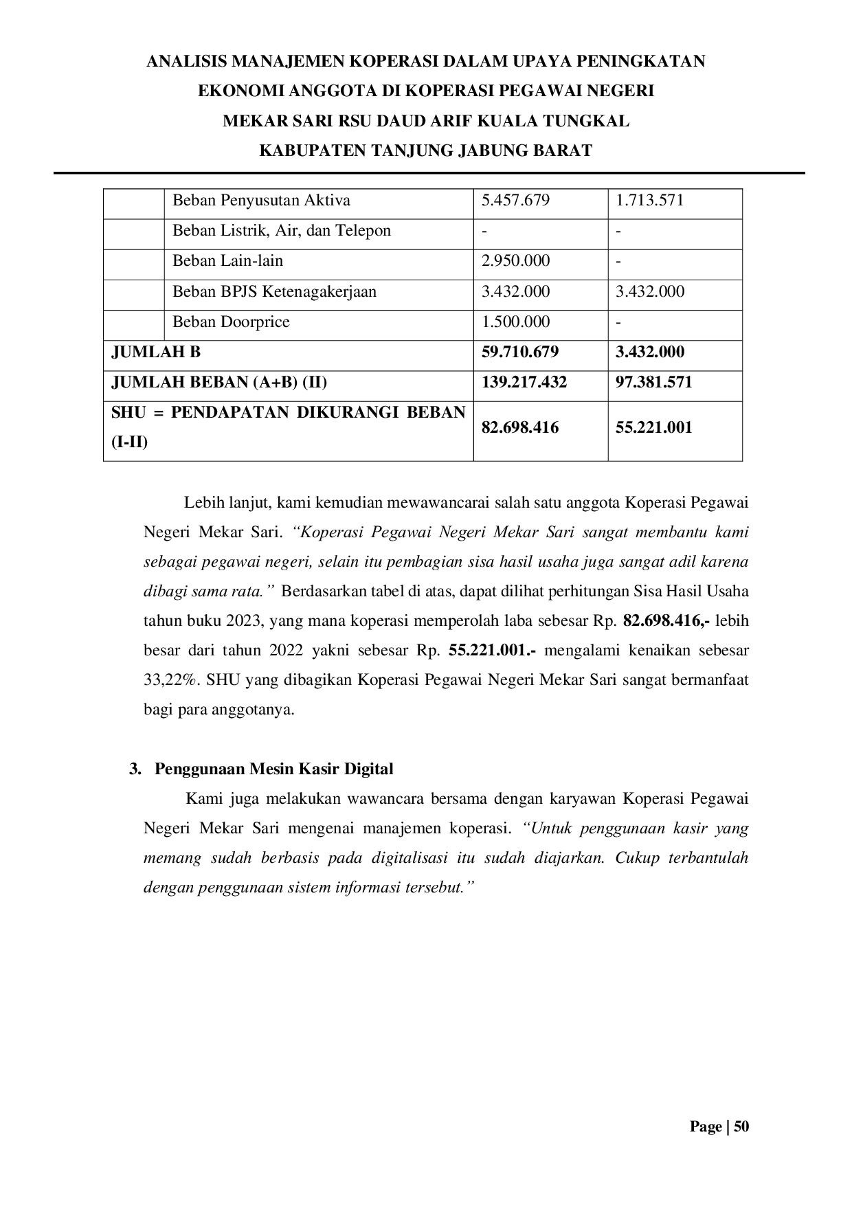 JURIS Analisis Manajemen Koperasi Dalam Upaya Peningkatan Ekonomi Anggota Di Koperasi Pegawai Negeri Mekar Sari RSU Daud Arif Kuala Tungkal Kabupaten Tanjung Jabung Barat