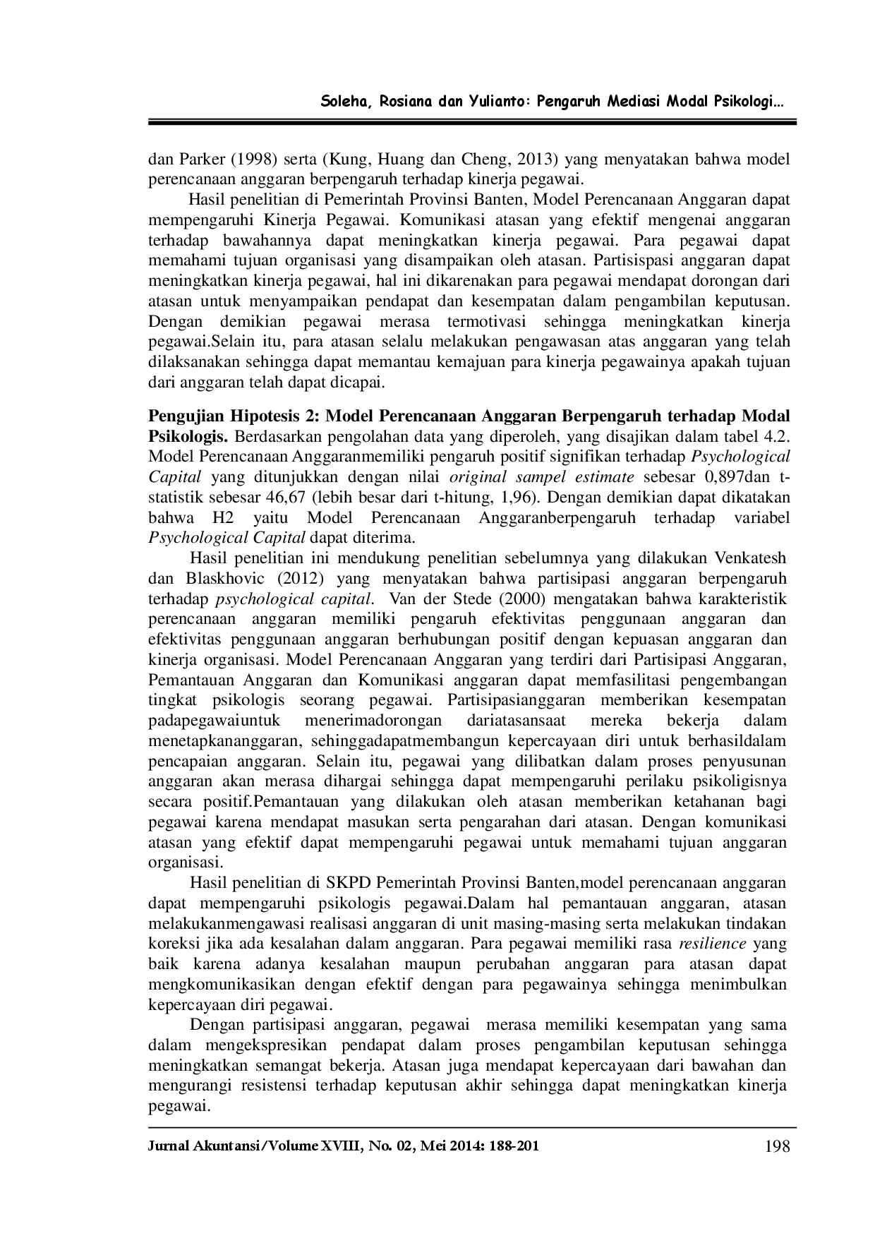 juris Pengaruh Mediasi Modal Psikologis Pada Hubungan Model Perencanaan Anggaran Dan Kinerja Pegawai Studi Empiris Pada Pns Pemerintah Provinsi Banten