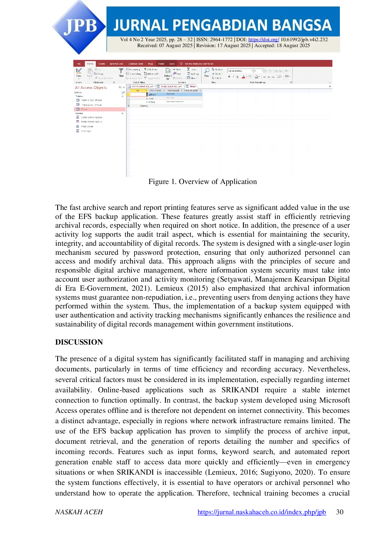 JURIS Training and Implementation of the Srikandi Back Up Application Based on the Electronic Filing System