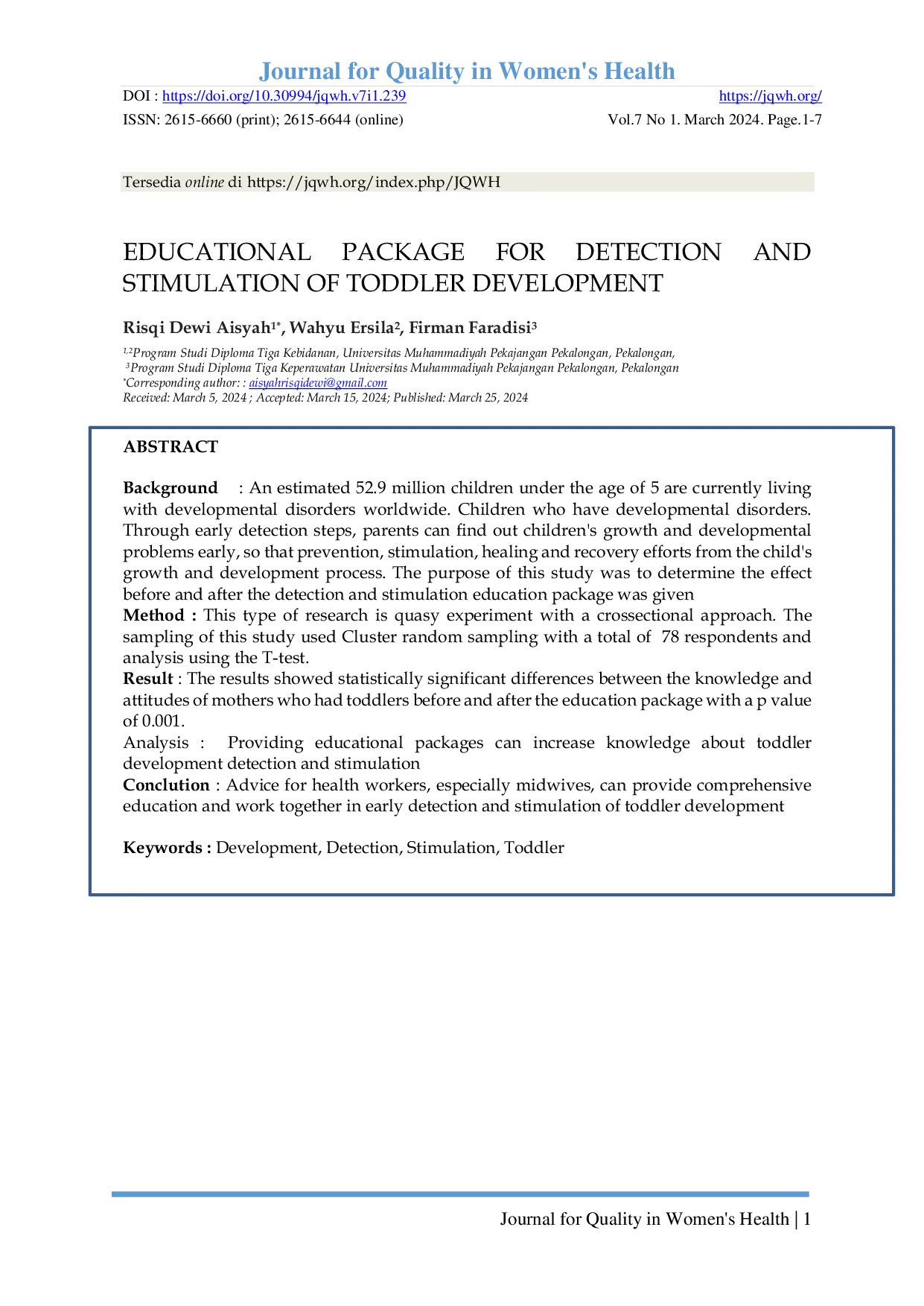 JURIS Educational Package For Detection And Stimulation Of Toddler Development